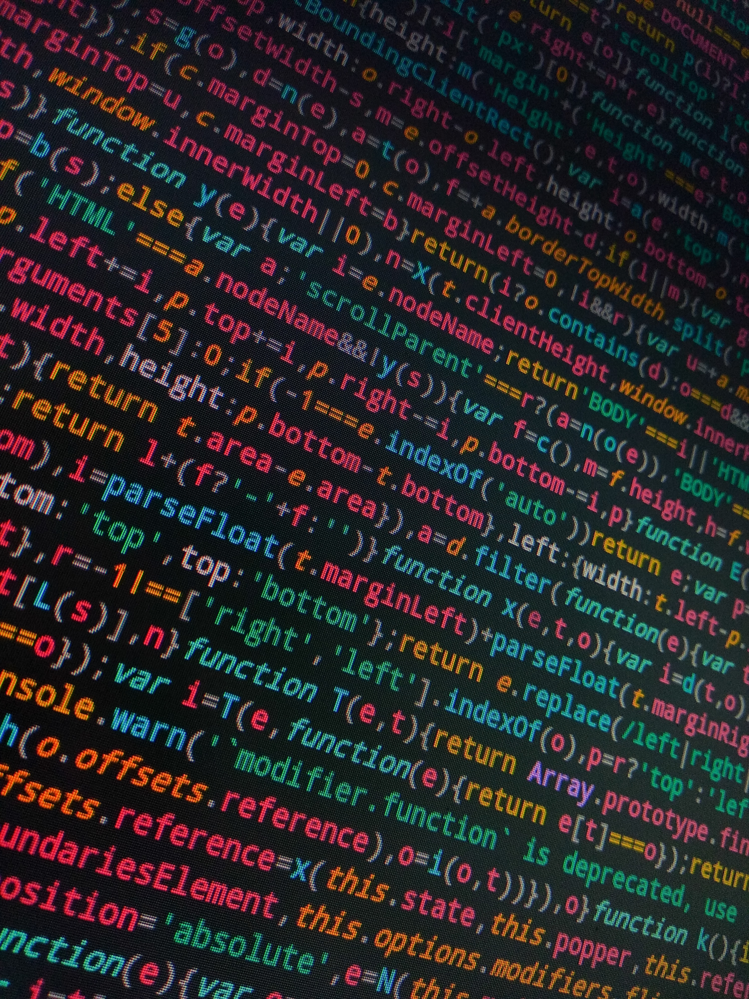 code, programming, characters, symbols, words, multicolored, motley, screen Free Stock Photo