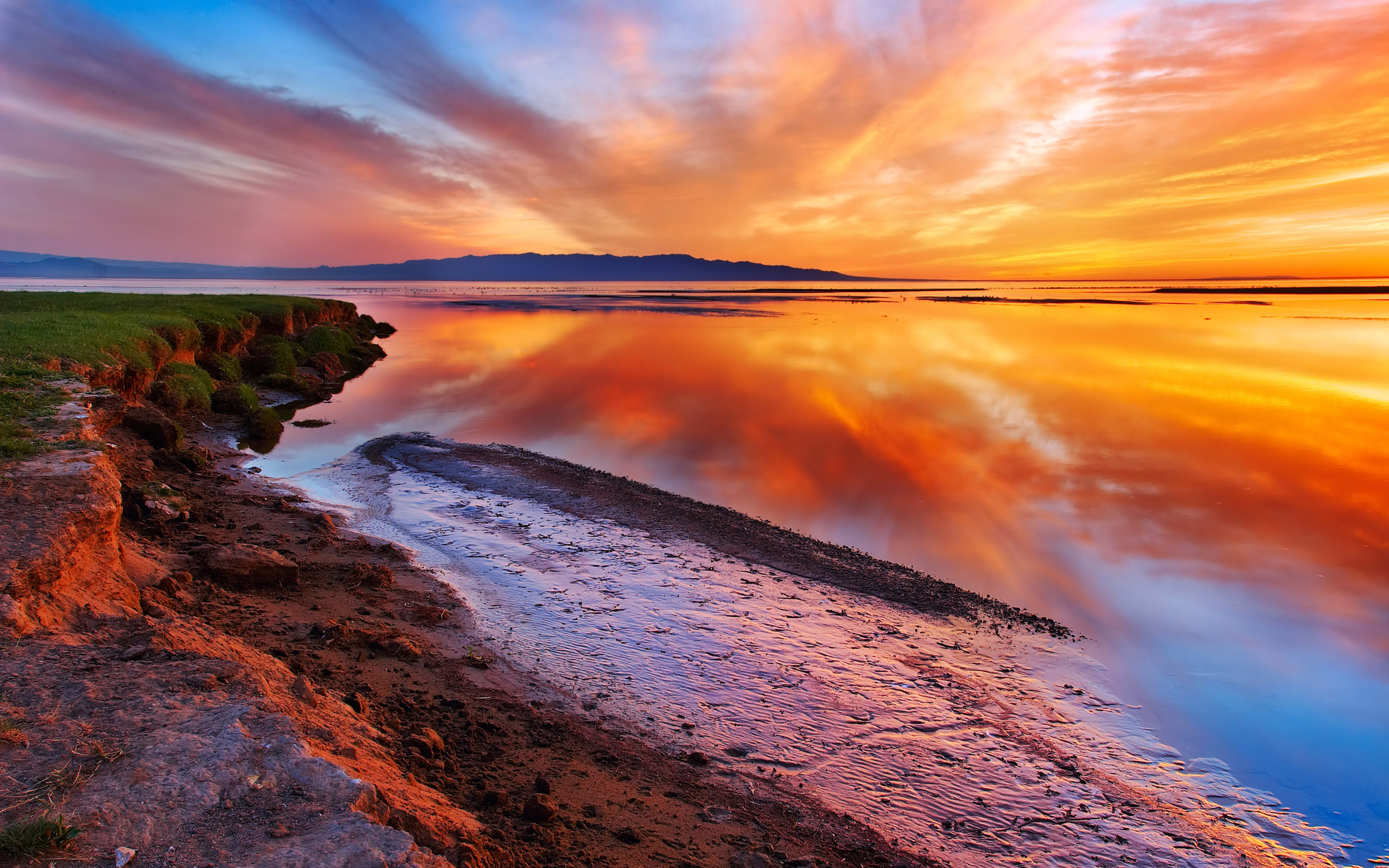 Download mobile wallpaper Landscape, Lakes, Sunset, Sky for free.