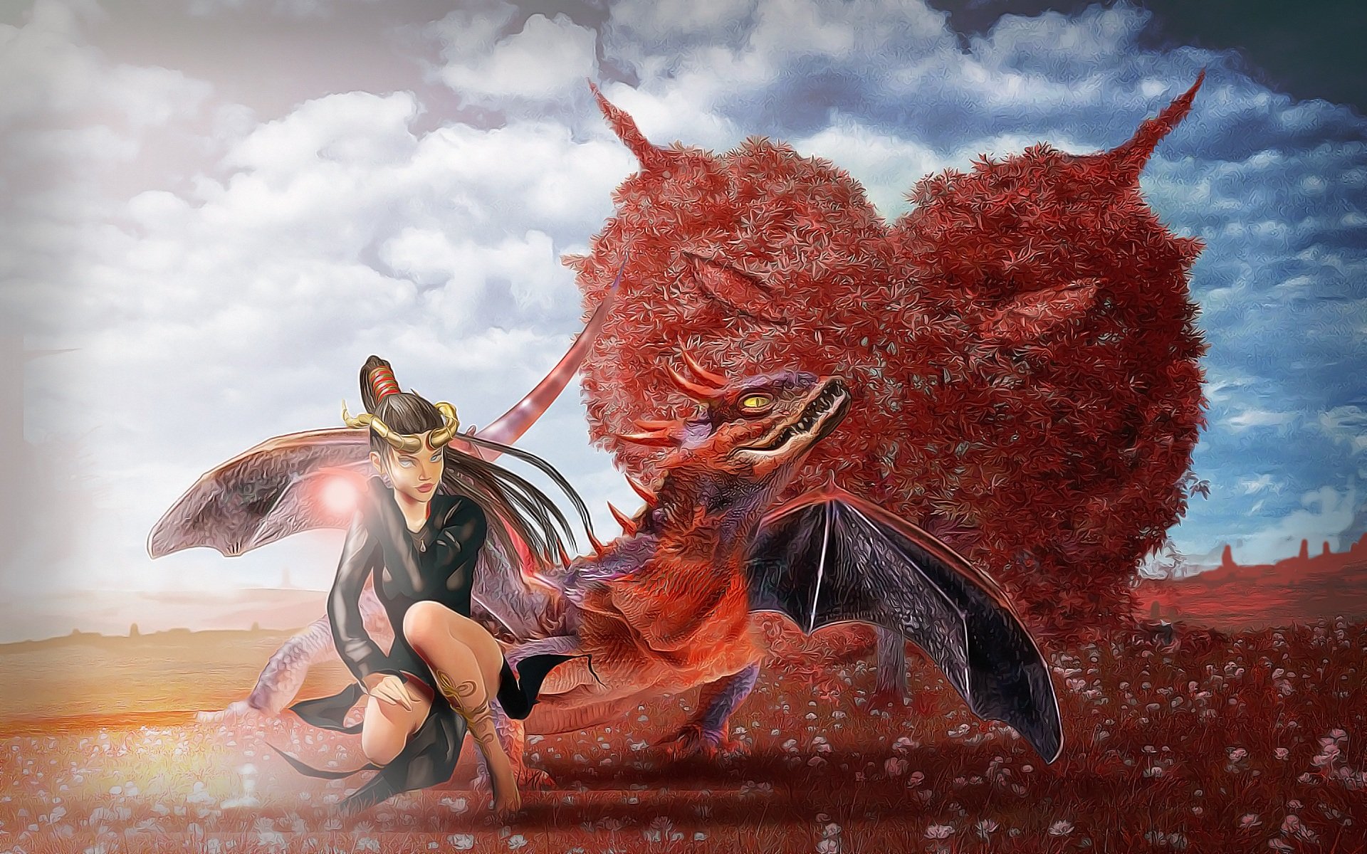 Принцесса с красным драконом