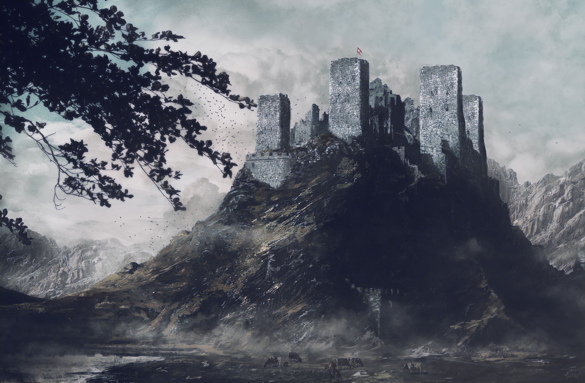 Мрачный разрушенный замок