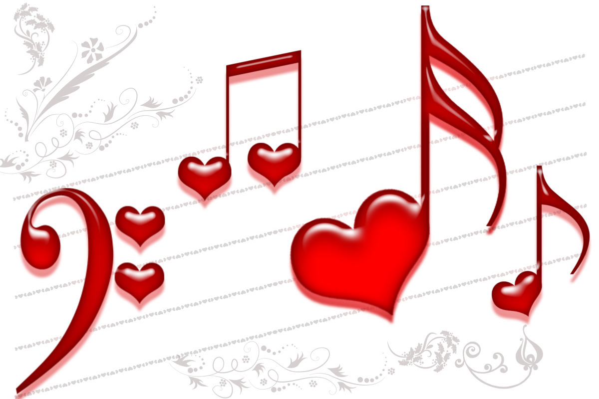 Handy-Wallpaper Feiertage, Hintergrund, Liebe, Valentinstag, Herzen, Musik kostenlos herunterladen.