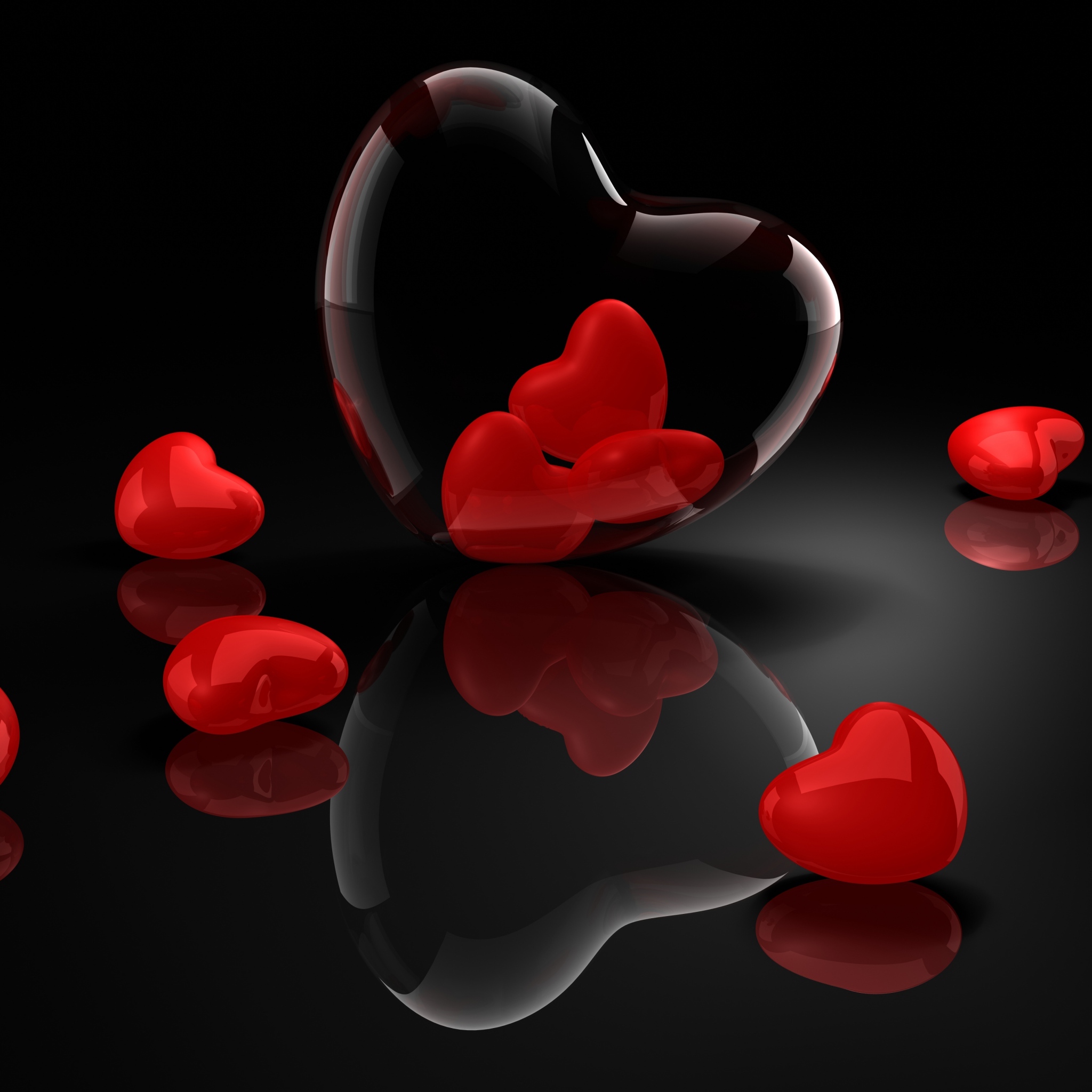 hearts, love, black, background 4K Ultra