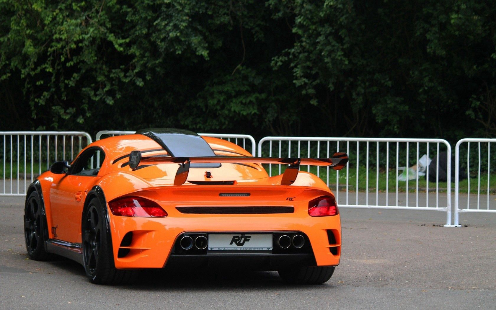 porsche, cars, orange, back view, rear view, roof, ruf Free Background