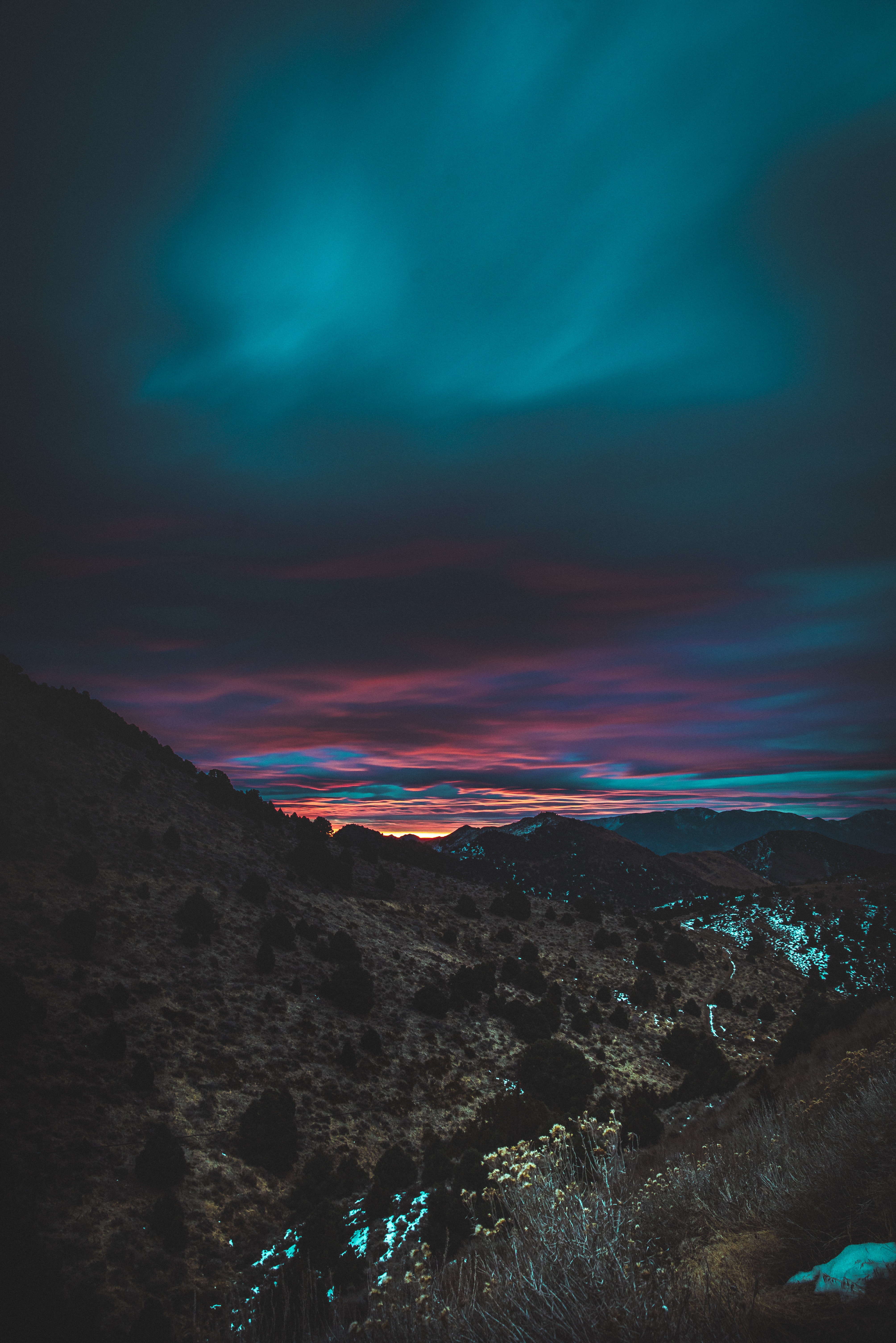Laden Sie das Berg, Sunset, Übernachtung, Sky, Natur, Dunkel-Bild kostenlos auf Ihren PC-Desktop herunter