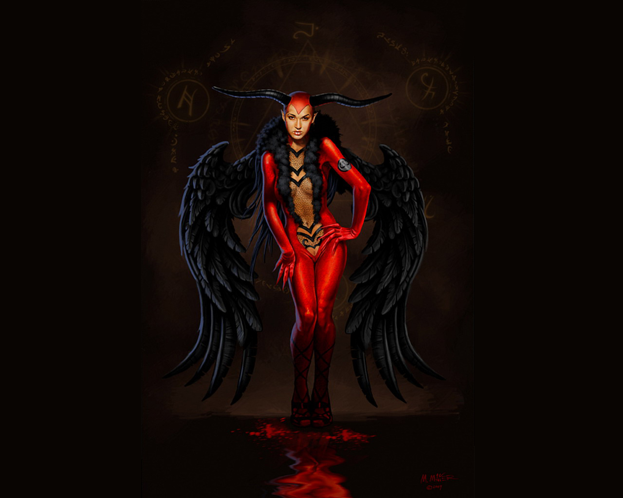 demon, dark, evil, horns, wings 5K