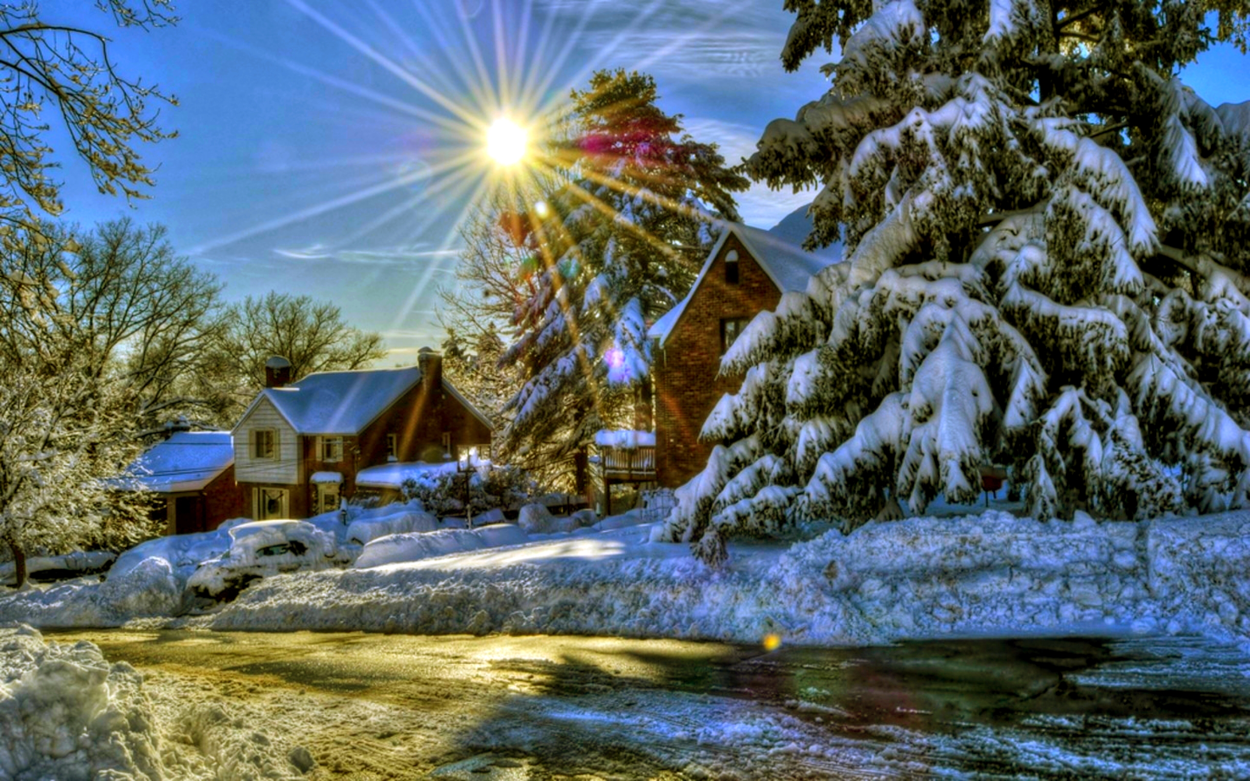 Зима солнце деревня