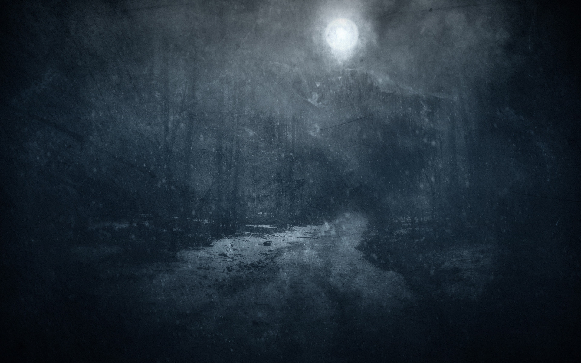 dark, full moon, night, landscape, moon Phone Background