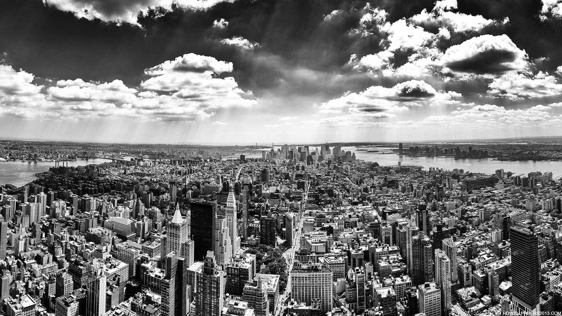 Нью-Йорк Манхеттен в черно белом