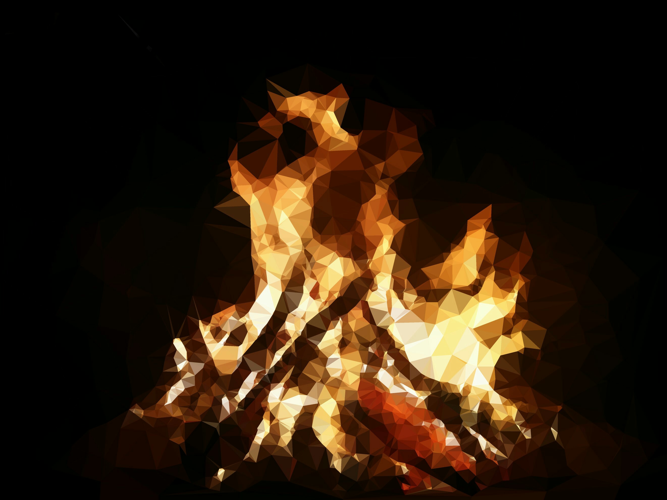 1920x1080 Background artistic, fire, low poly, orange (color), polygon