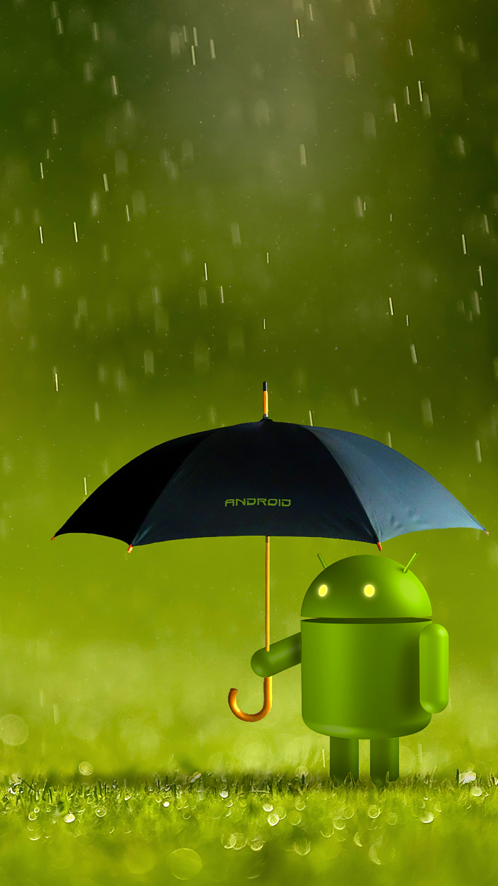 Mobile wallpaper android, android (operating system), technology, robot, umbrella