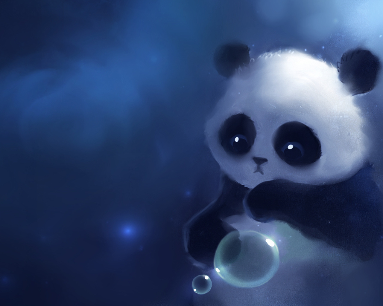 pandas, pictures, blue Full HD