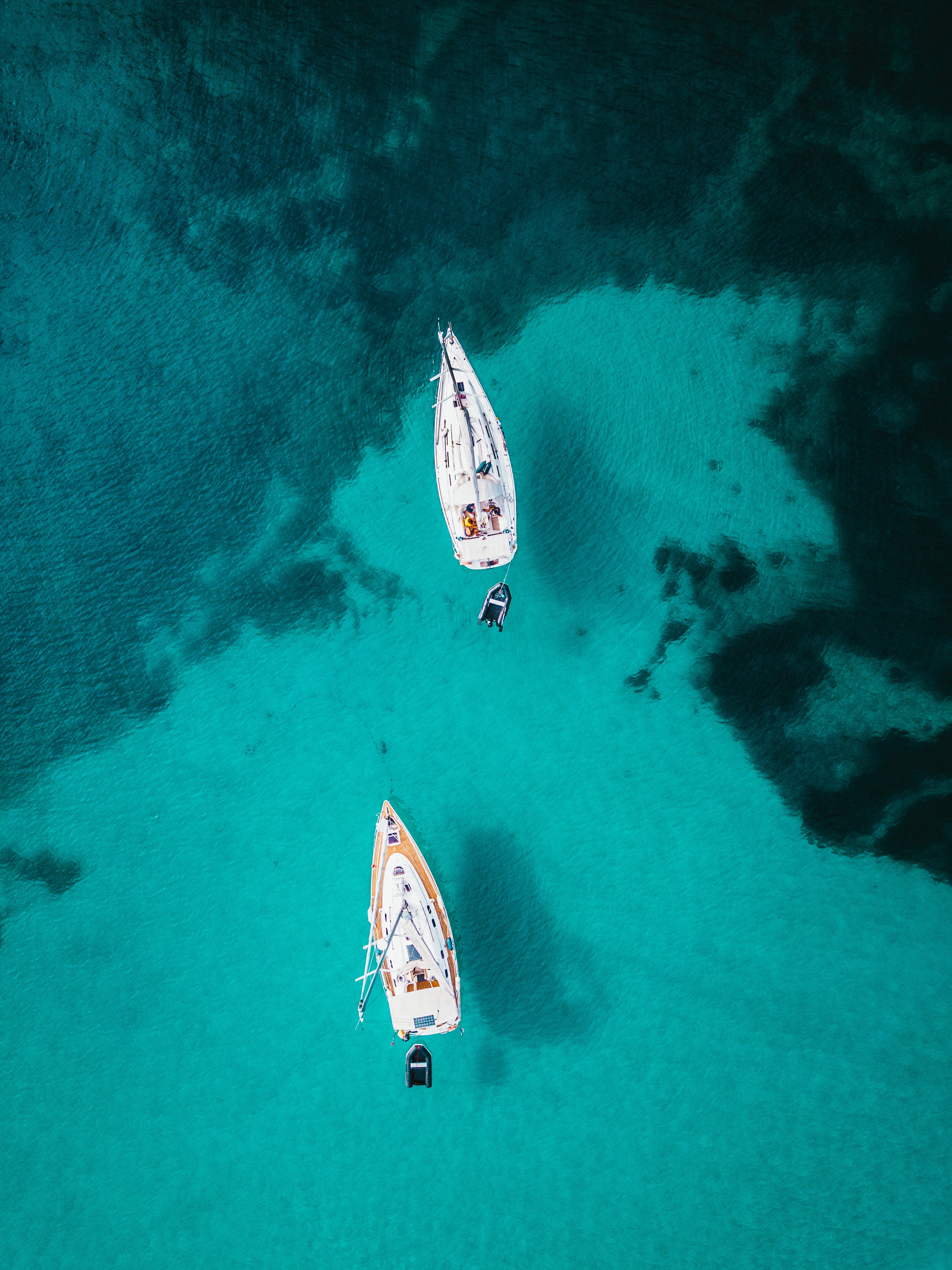 nature, boats, water, view from above, ocean