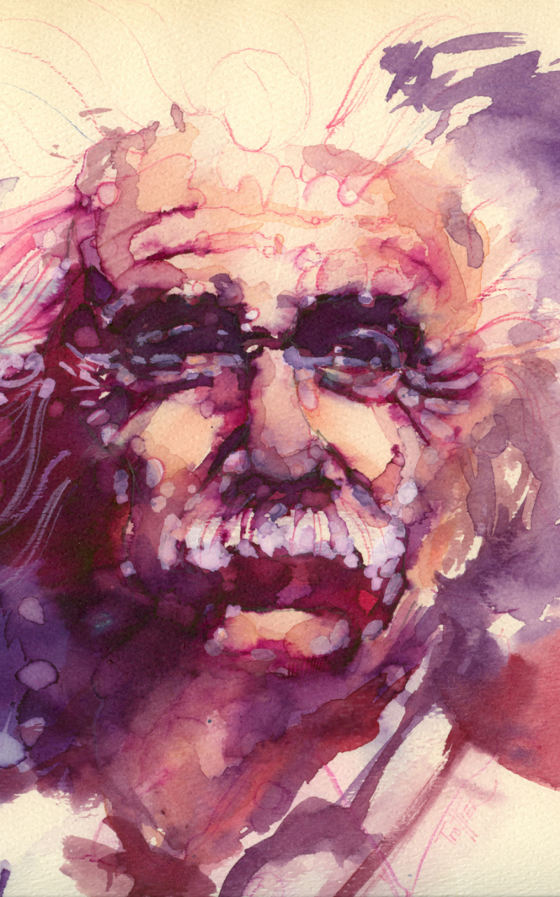 android celebrity, albert einstein, painting, watercolor