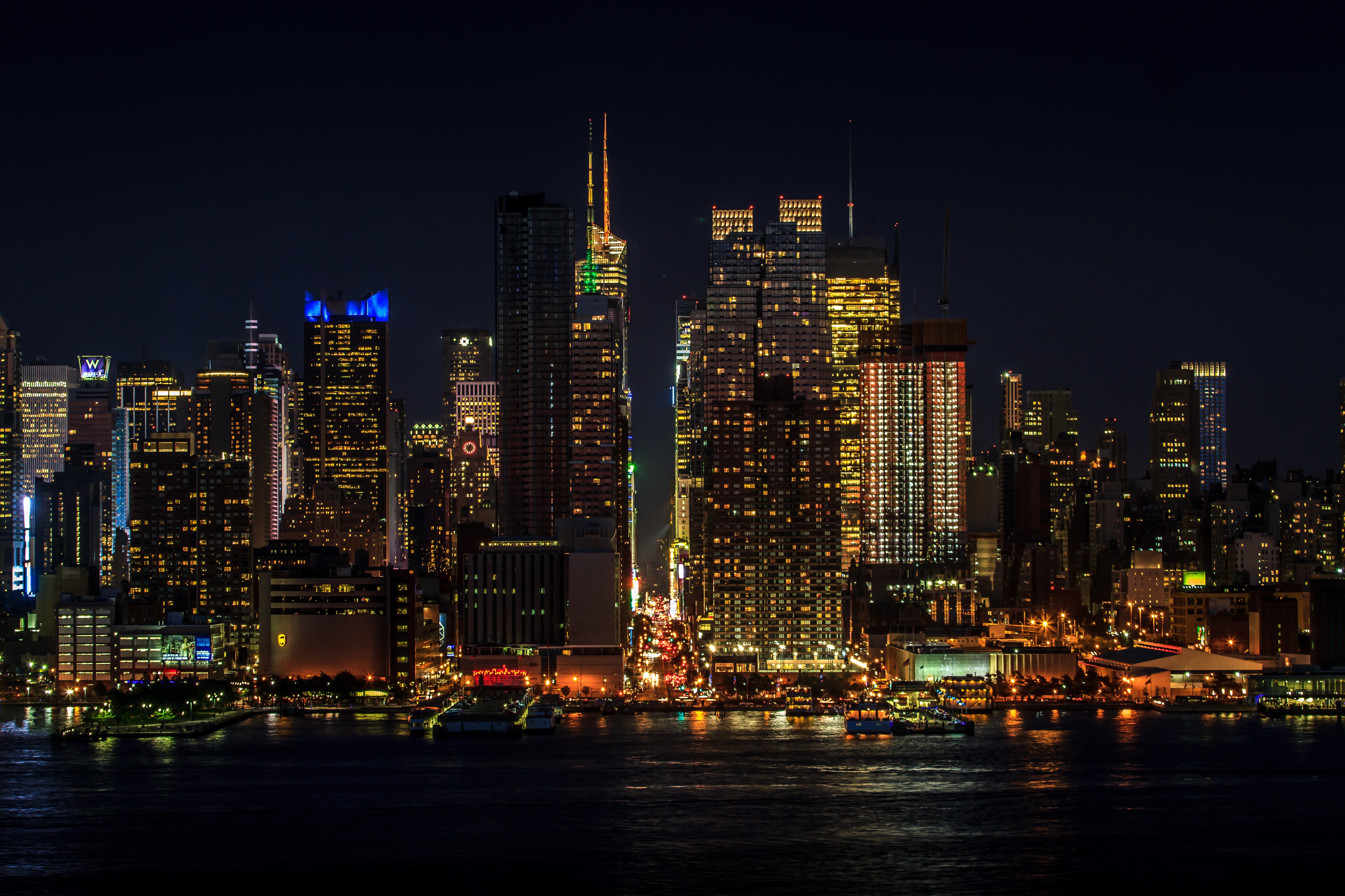 Нью-Йорк ночной Манхеттен фото