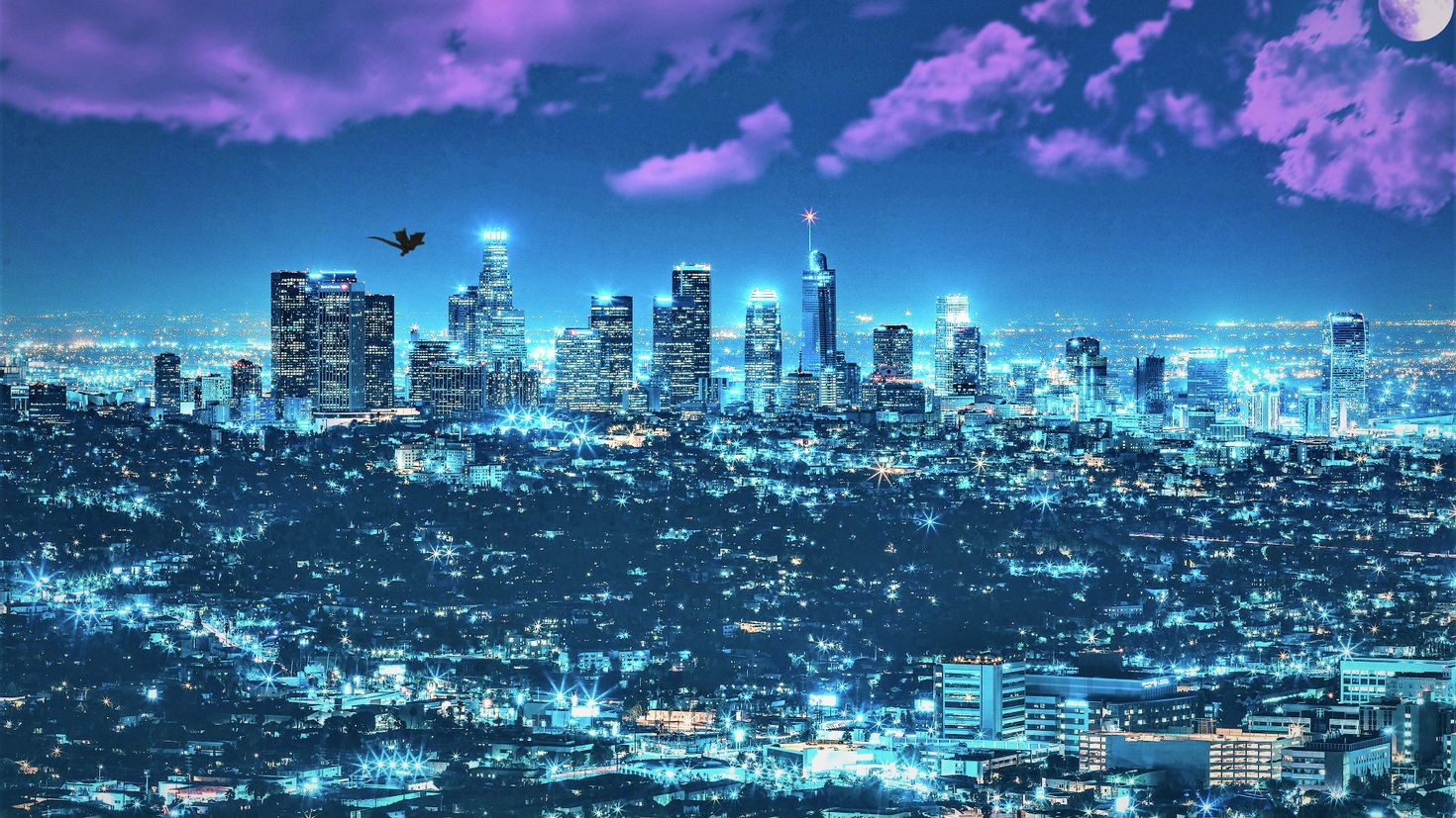 Лос Анджелес небоскребы ночью