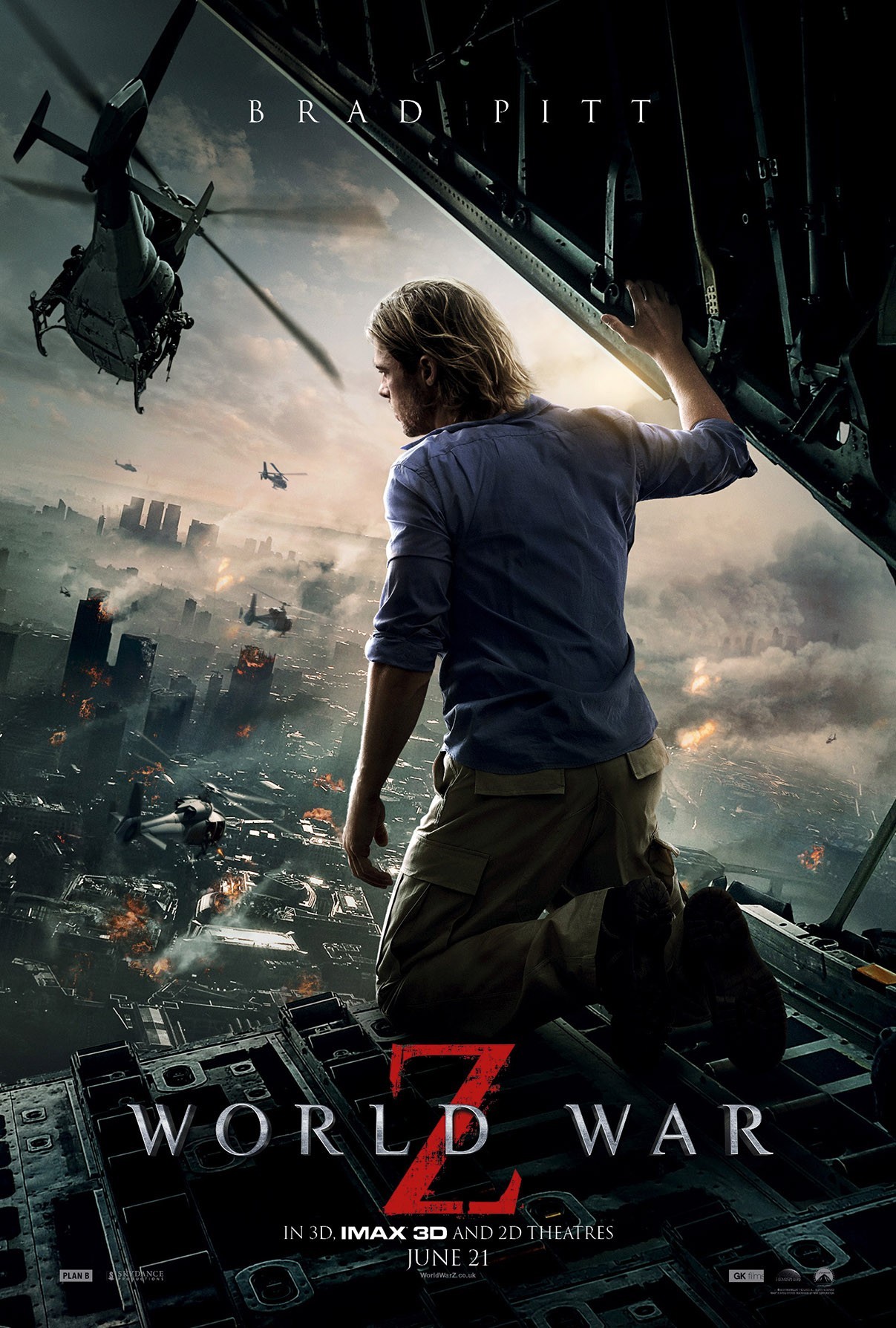Download mobile wallpaper World War Z, Brad Pitt, People, Men, Actors, Cinema for free.