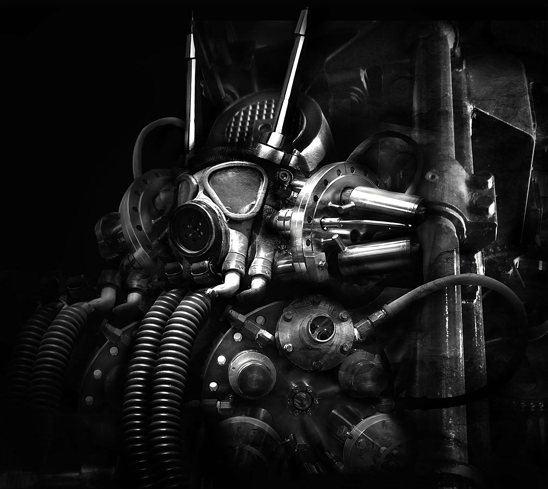 dark, gas mask Full HD