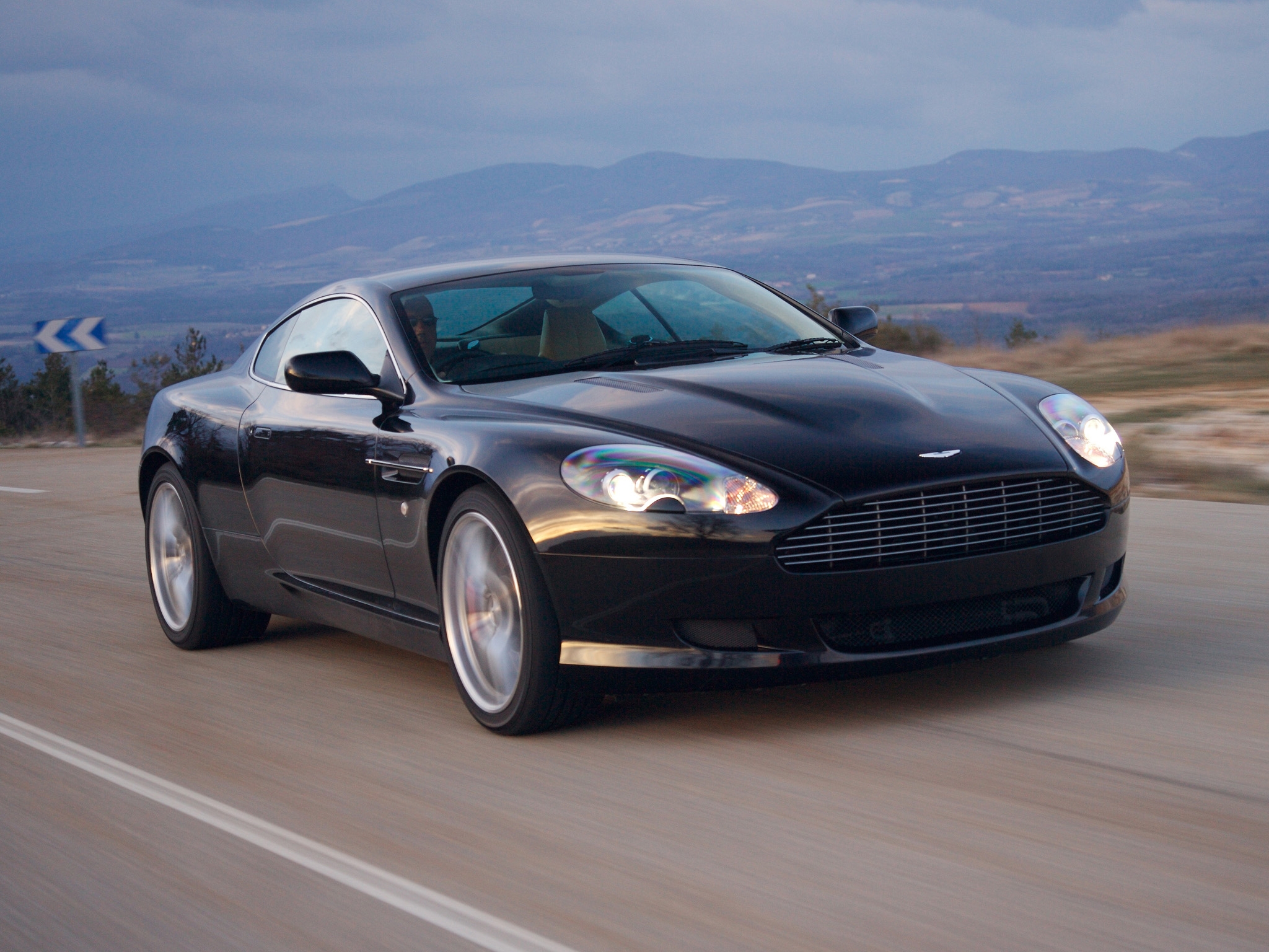 speed, db9, sports, auto, nature, mountains, aston martin, cars, blue, asphalt, front view, style, 2006 download HD wallpaper