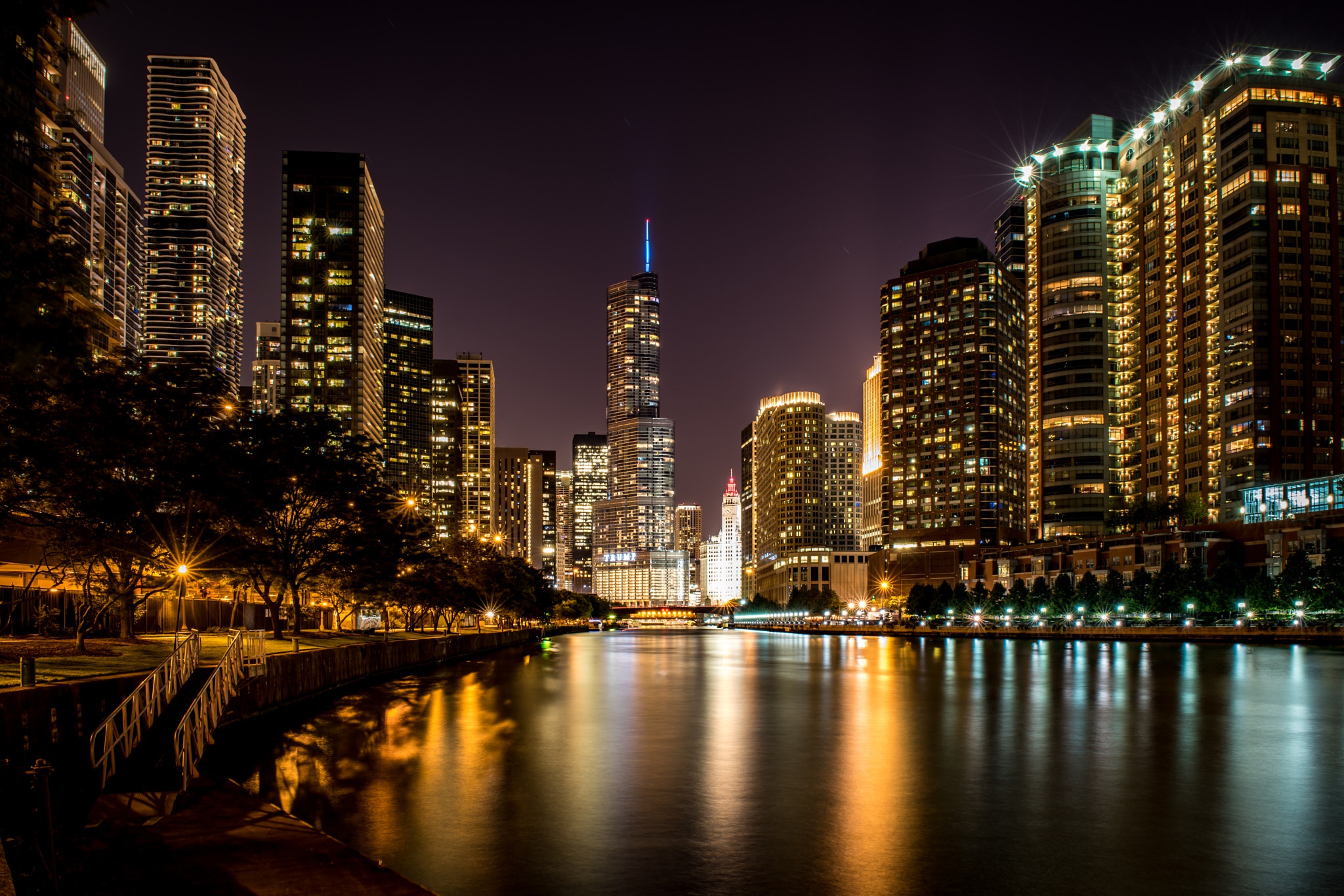 Чикаго небоскребы ночь