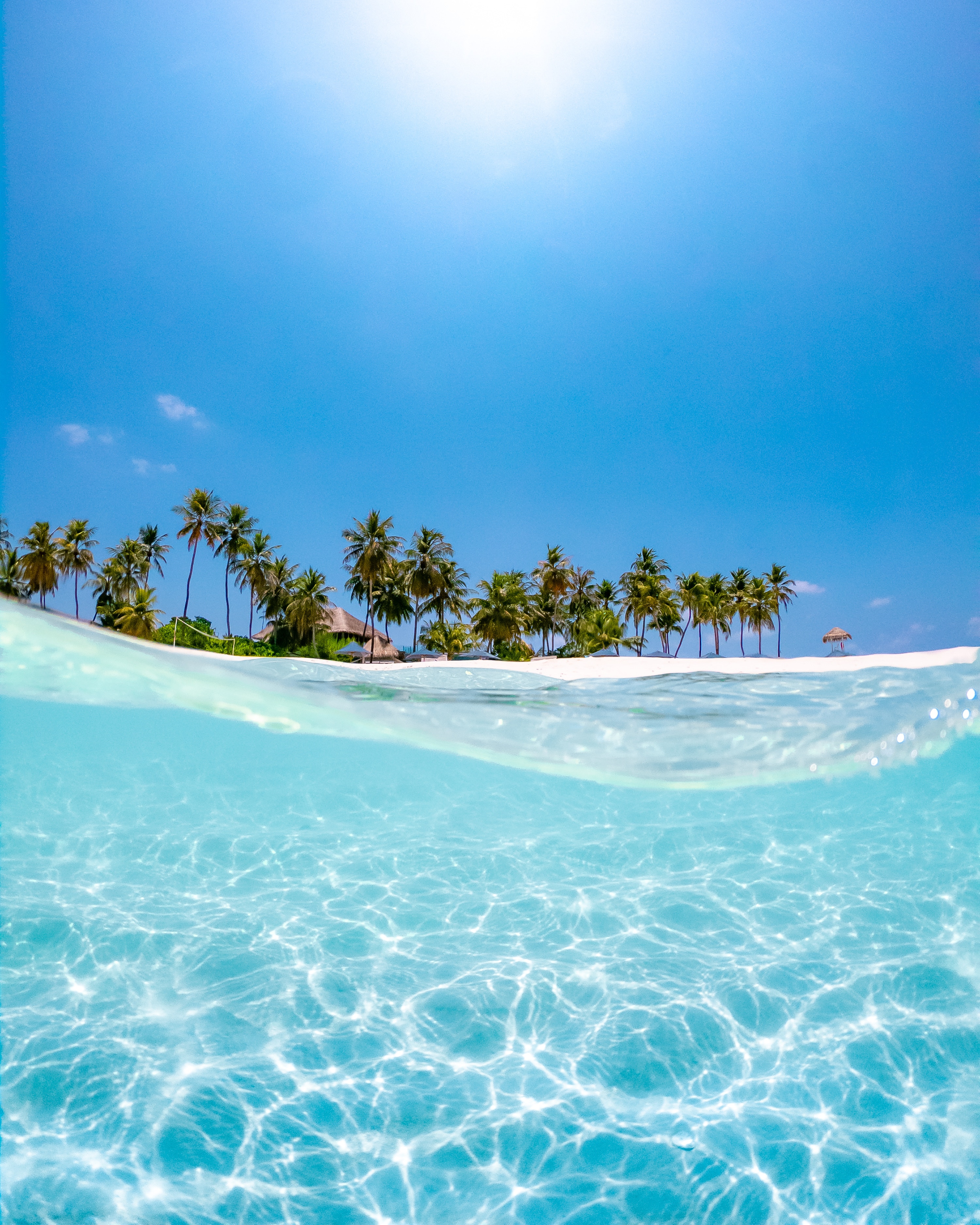 beach, wave, sea, nature, palms, blue, water, sun Full HD