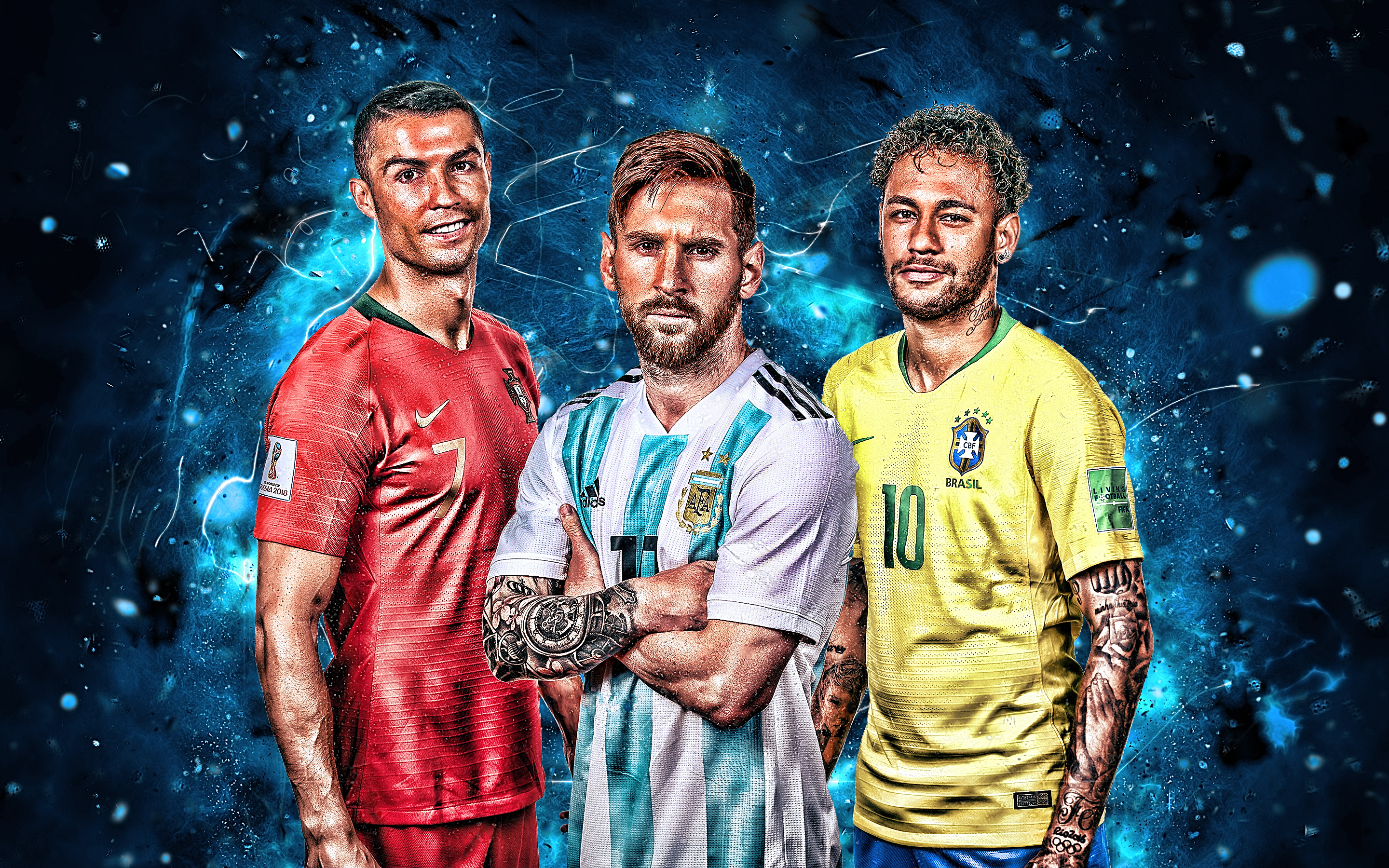 Baixar papel de parede para celular de Esportes, Futebol, Cristiano Ronaldo, Lionel Messi, Neymar gratuito.