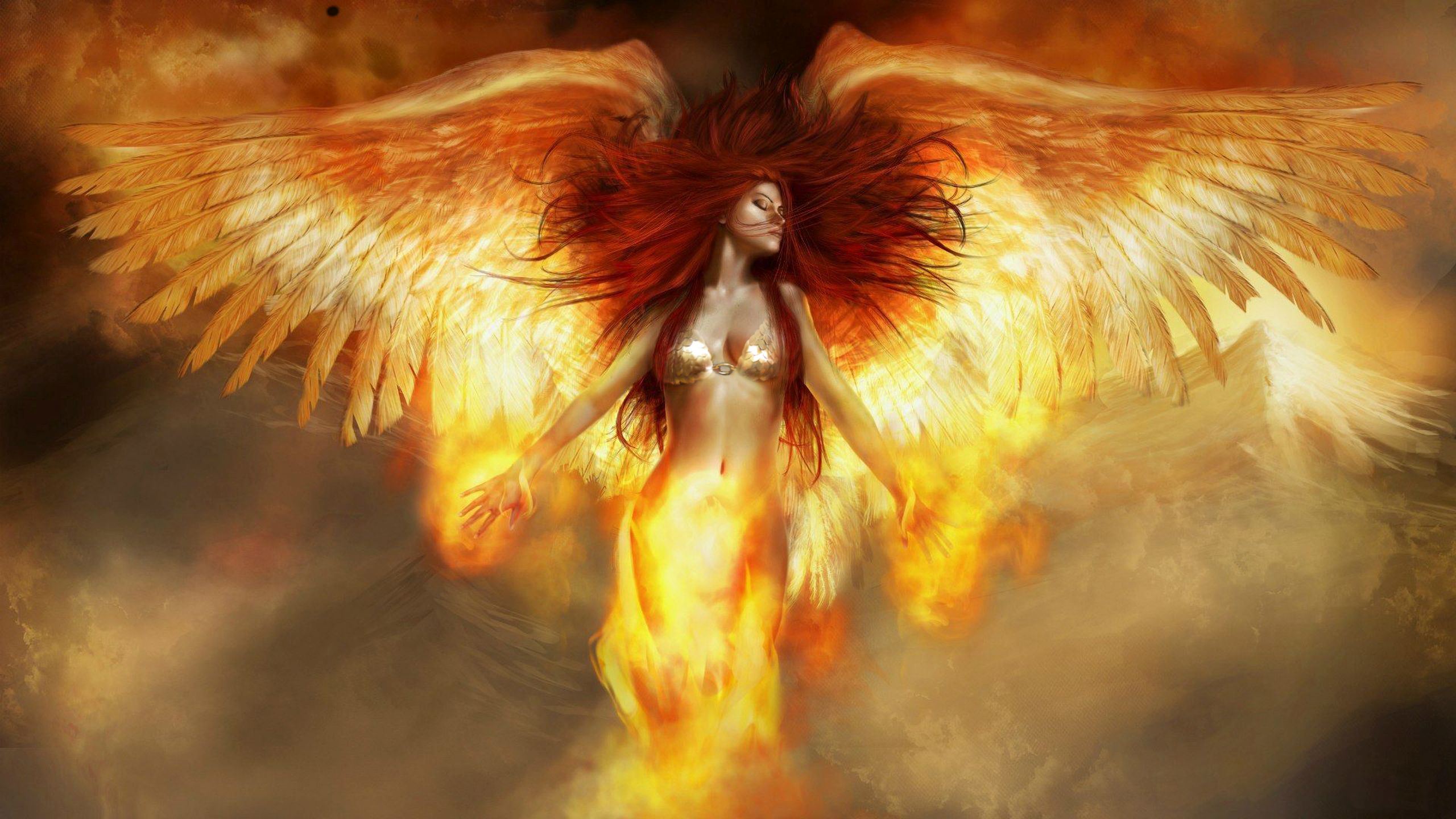 redhead, magic, fantasy, angel, manipulation HD wallpaper