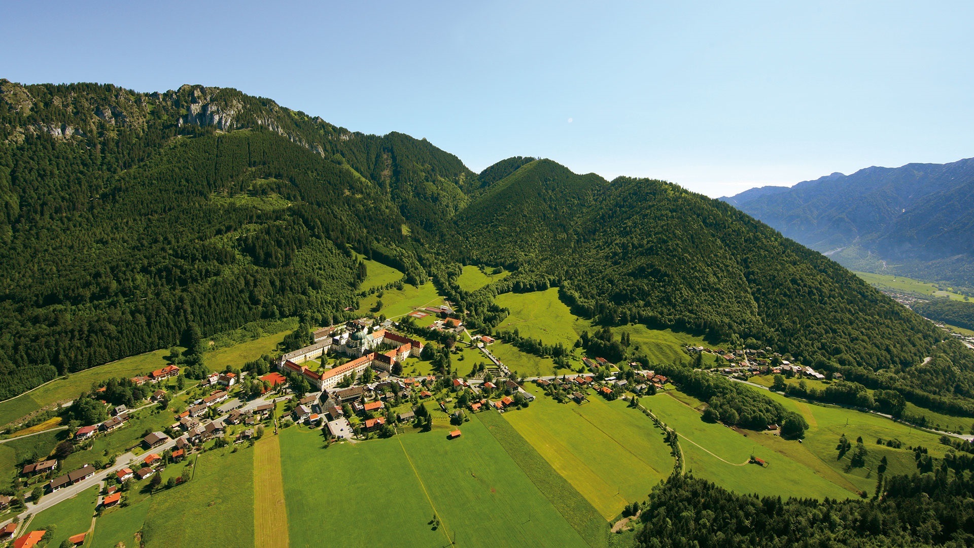 man made, village, aerial, alps, bavaria, germany