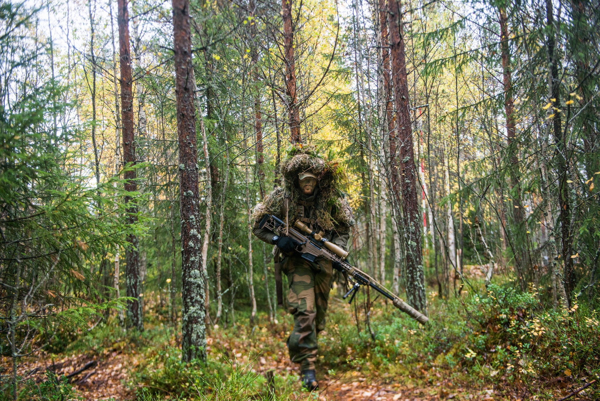 sniper, sniper rifle, military, camouflage, forest Full HD