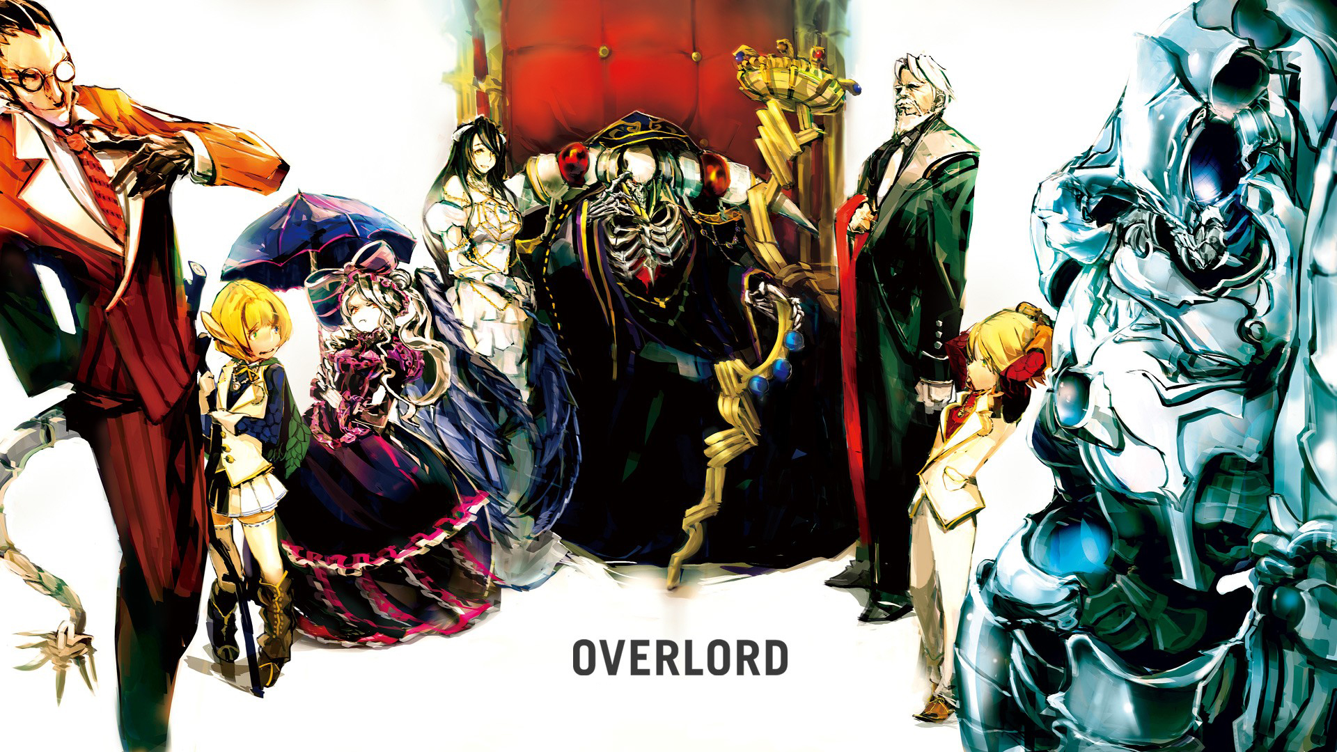 overlord, anime, ainz ooal gown, albedo (overlord), aura bella fiora, cocytus (overlord), demiurge (overlord), mare bello fiore, sebas tian, shalltear bloodfallen phone wallpaper