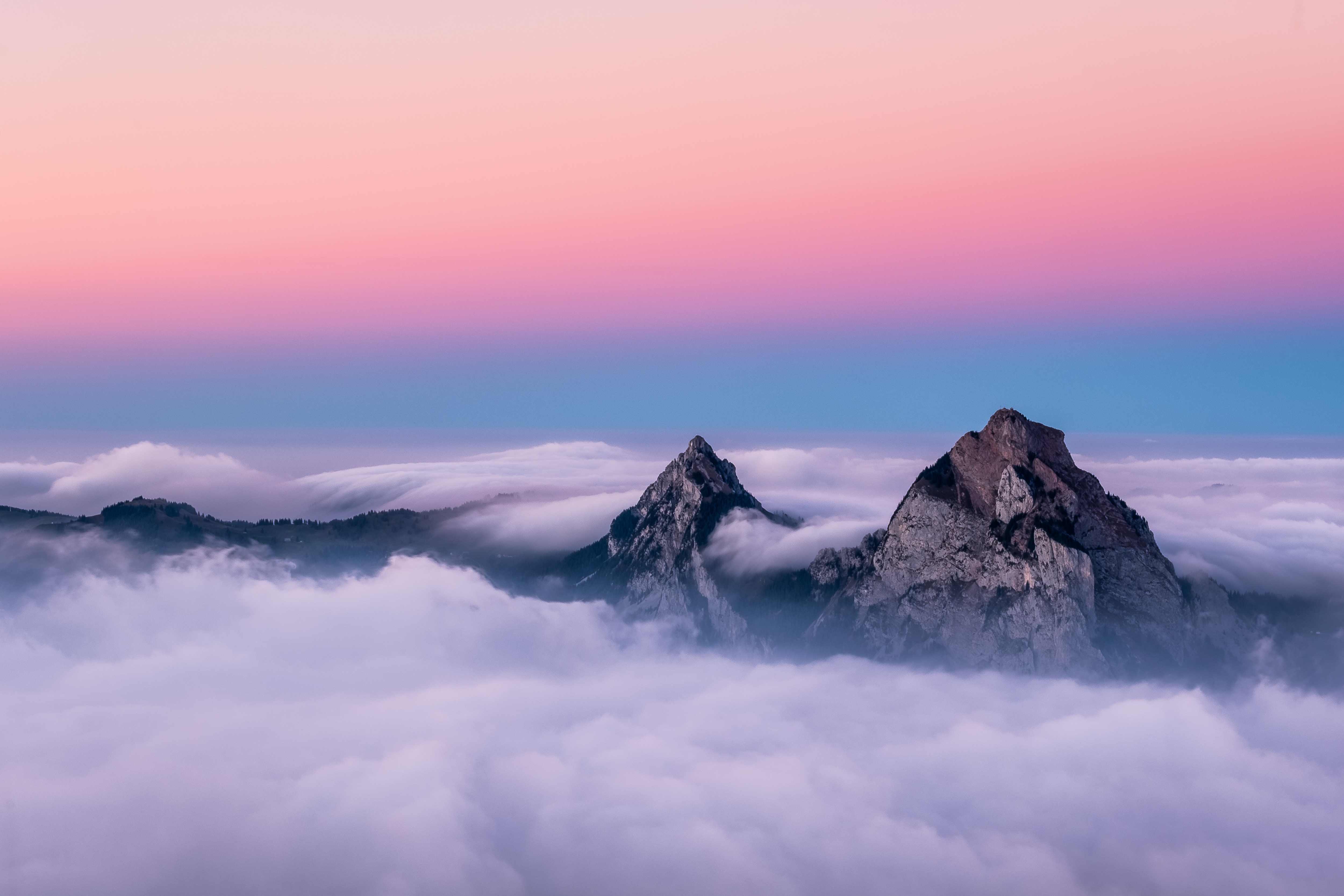 mountains, tops, nature, sky, clouds, vertex, switzerland Panoramic Wallpaper