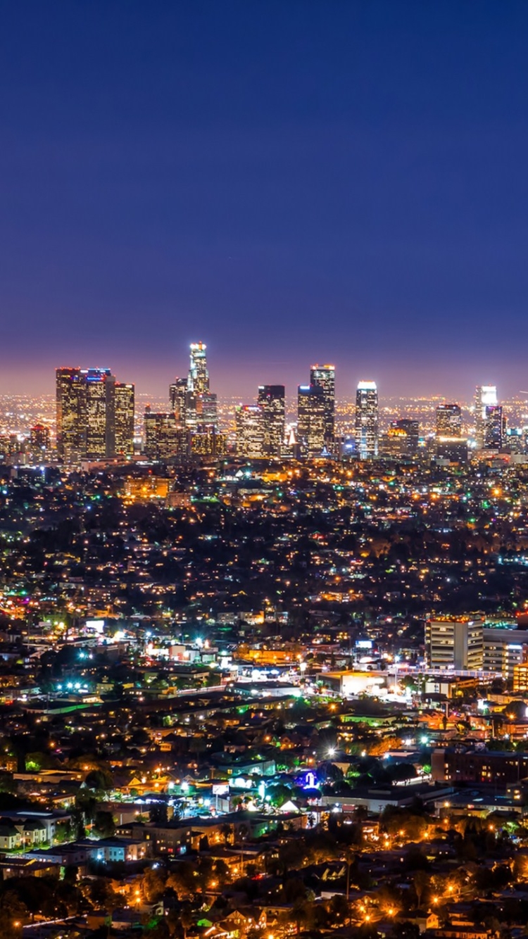 Download mobile wallpaper Cities, Night, Light, United States, Los Angeles, Man Made for free.