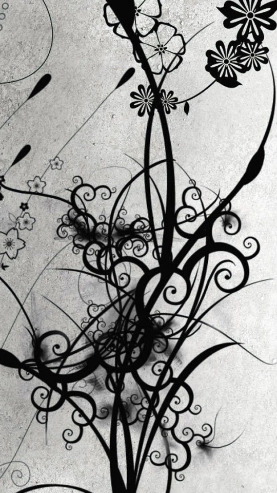 Download mobile wallpaper Flower, Artistic, Swirl, Black & White for free.
