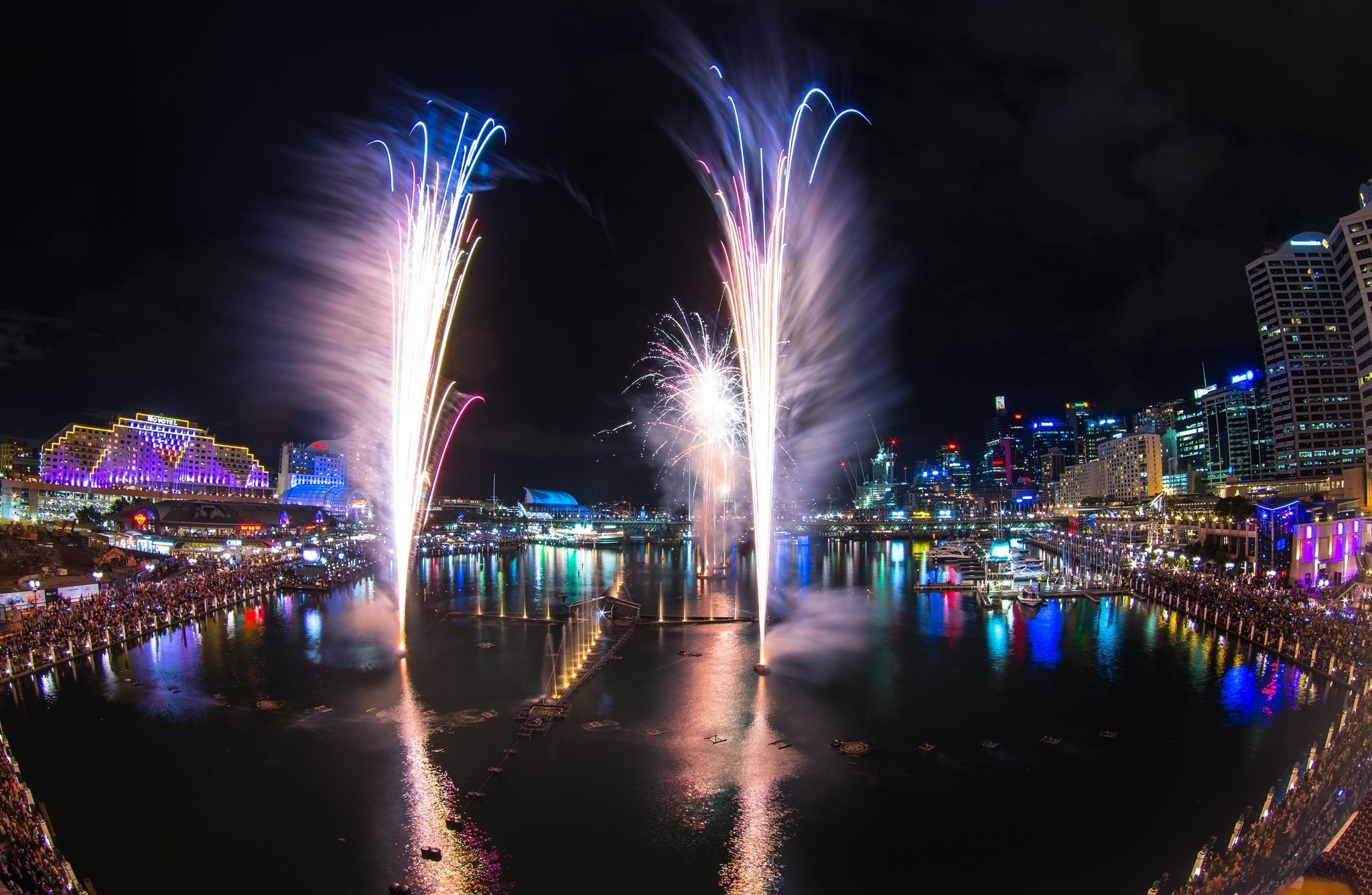 man made, sydney, australia, darling harbour, fireworks, cities Full HD