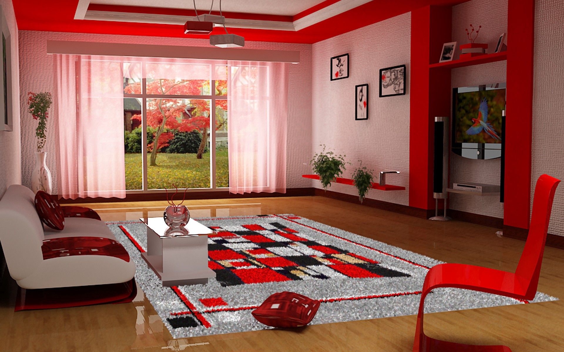 miscellaneous, red, miscellanea, style, furniture, living room