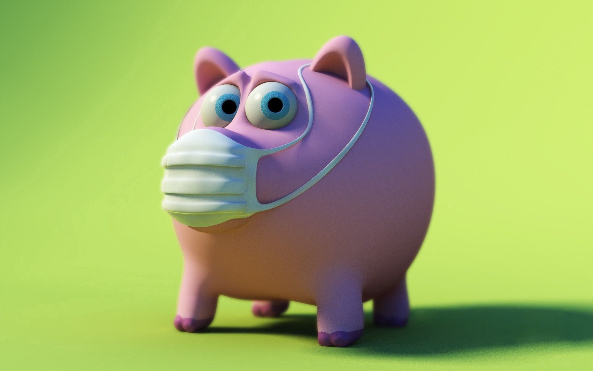 Download mobile wallpaper Piggy Bank, Disease, Illness, Pig, Mask, 3D for free.