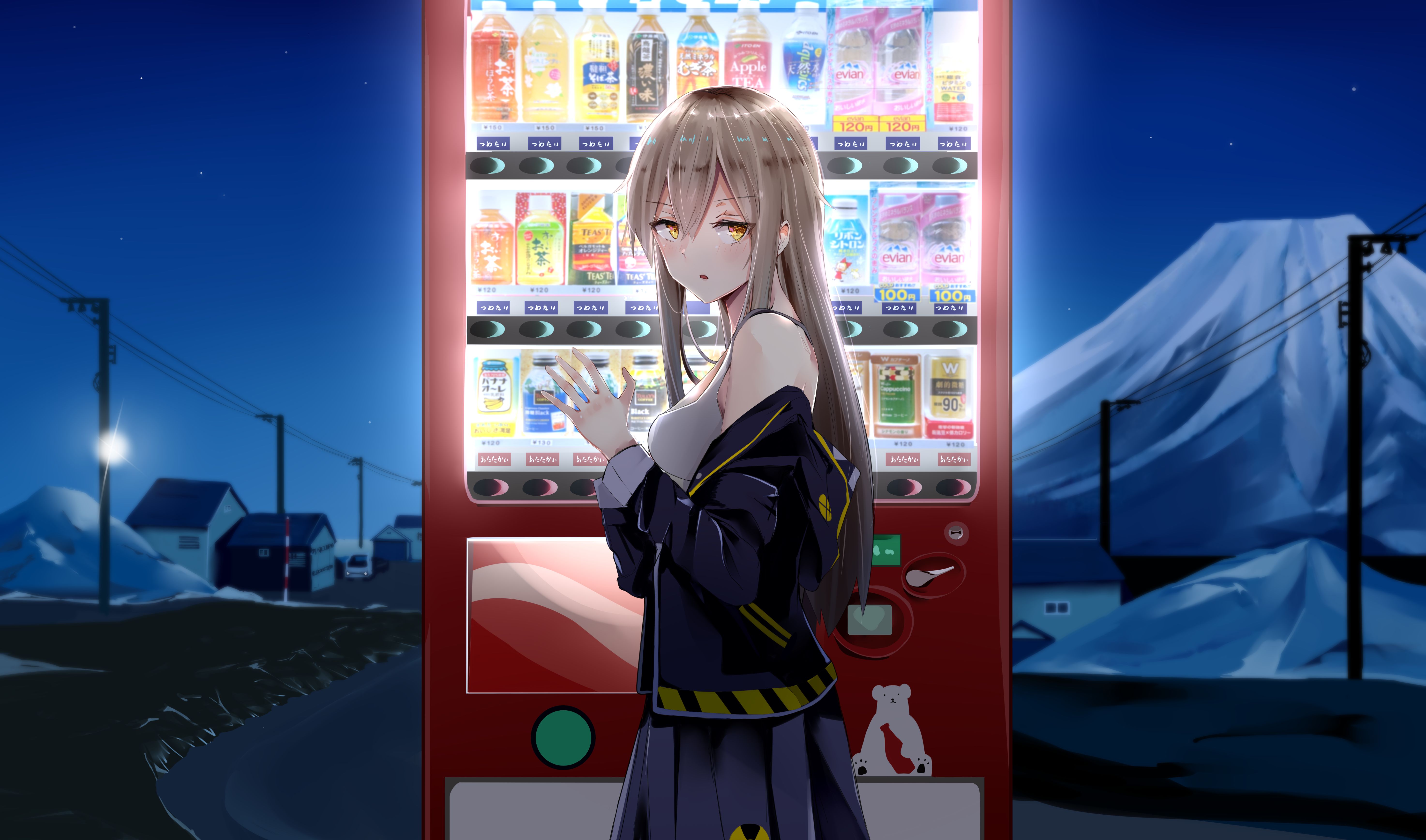 vending machine, anime, original, night Full HD