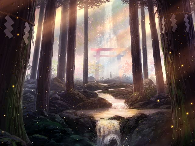 Cidade da floresta de anime, anime de floresta papel de parede HD