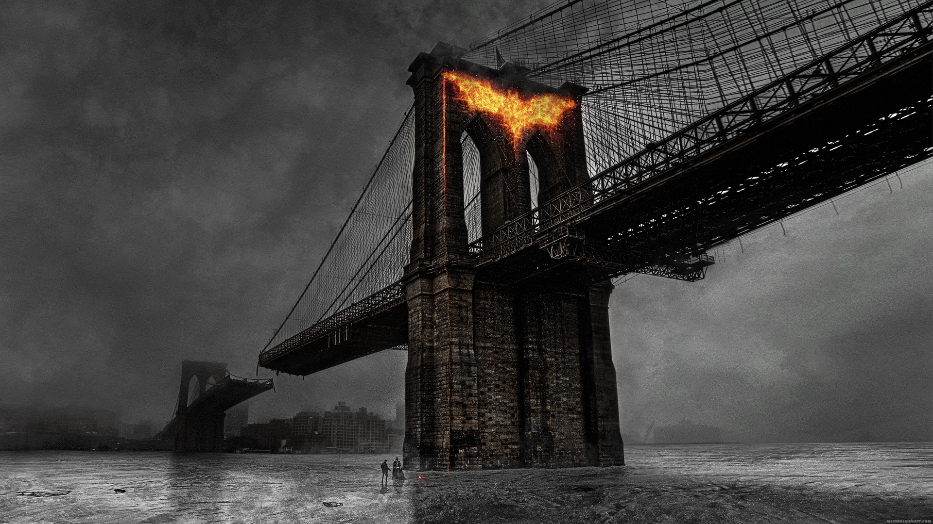Разрушенный Бруклинский мост
