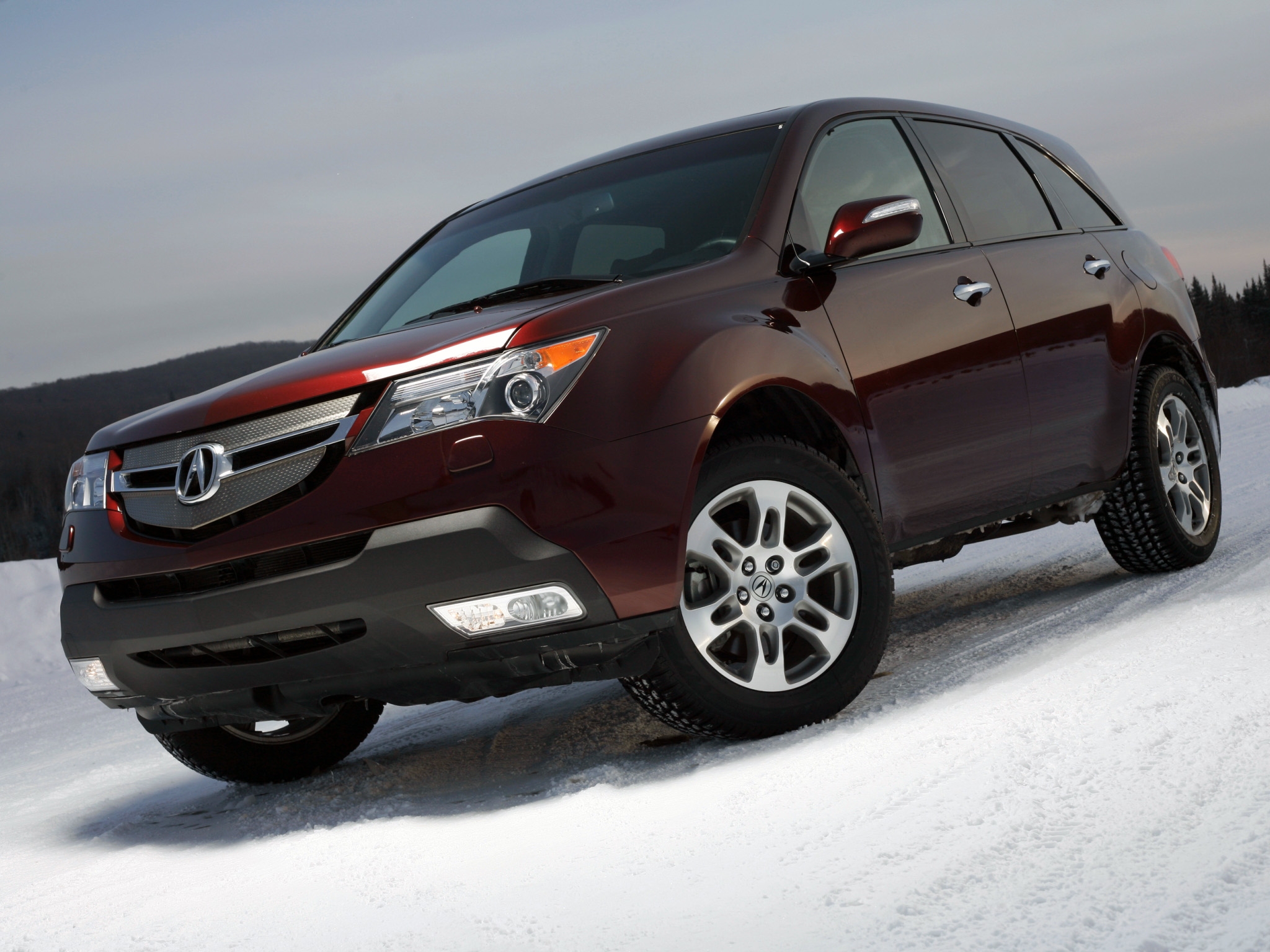 Free download wallpaper Cherry, Acura, Snow, Jeep, Akura, Mdx, Auto, Cars, Front View on your PC desktop
