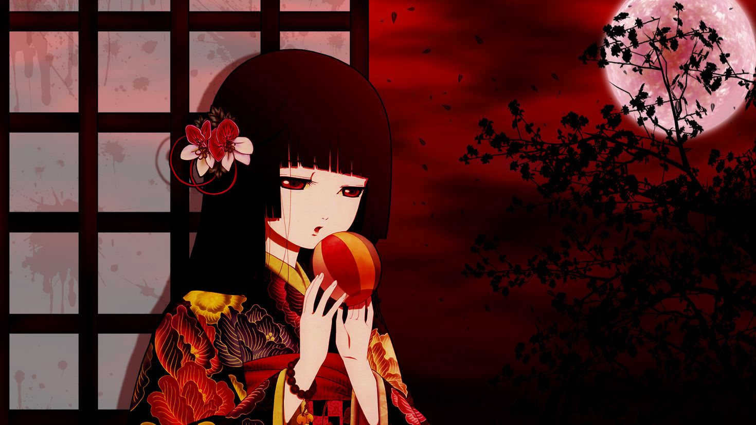 Адская девочка мультсериала. Энма ай в кимоно. Jigoku Shoujo Enma ai.