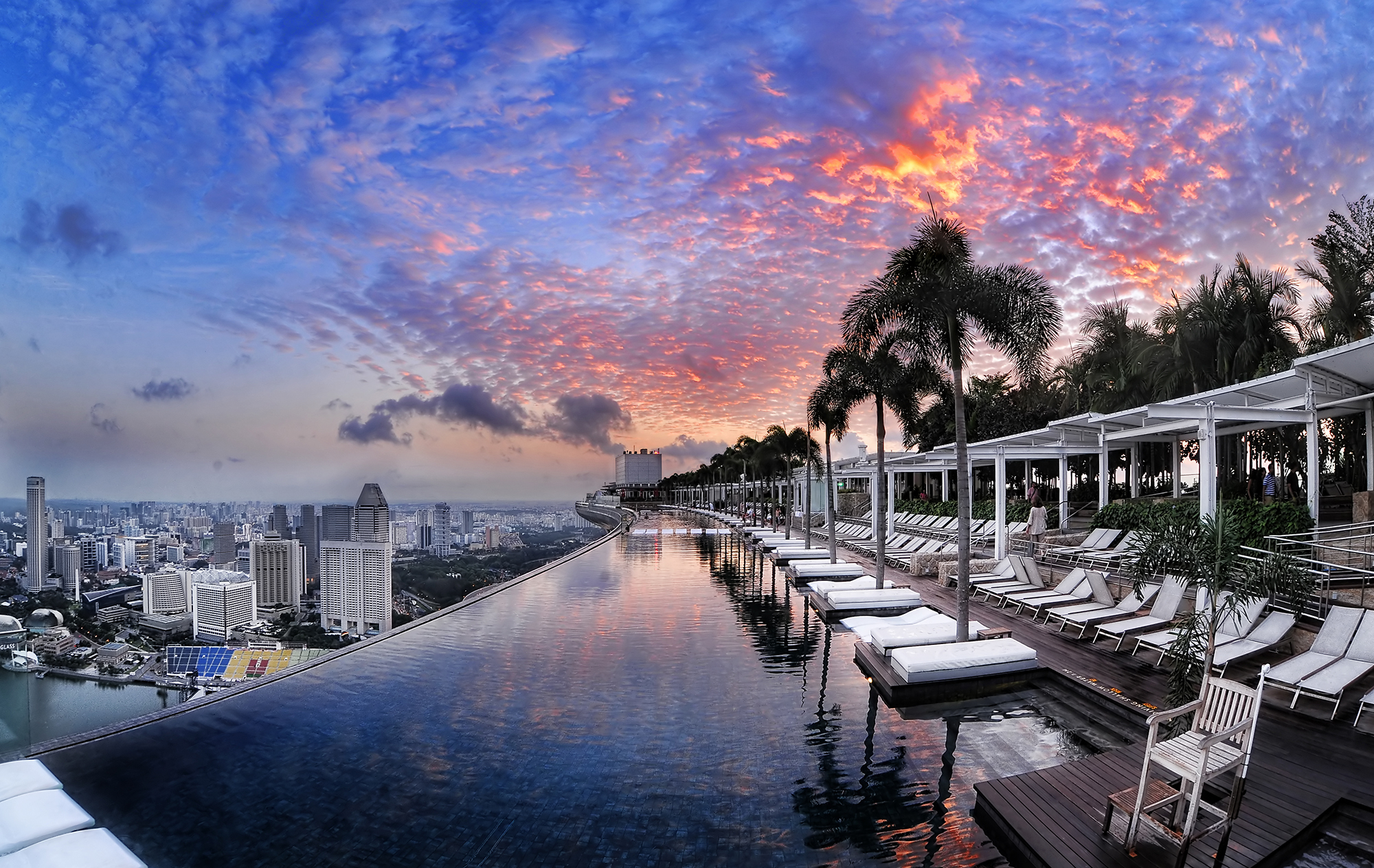 878697 скачать обои закат, сделано человеком, отель, город, marina bay sands, бассейн, сингапур - заставки и картинки бесплатно
