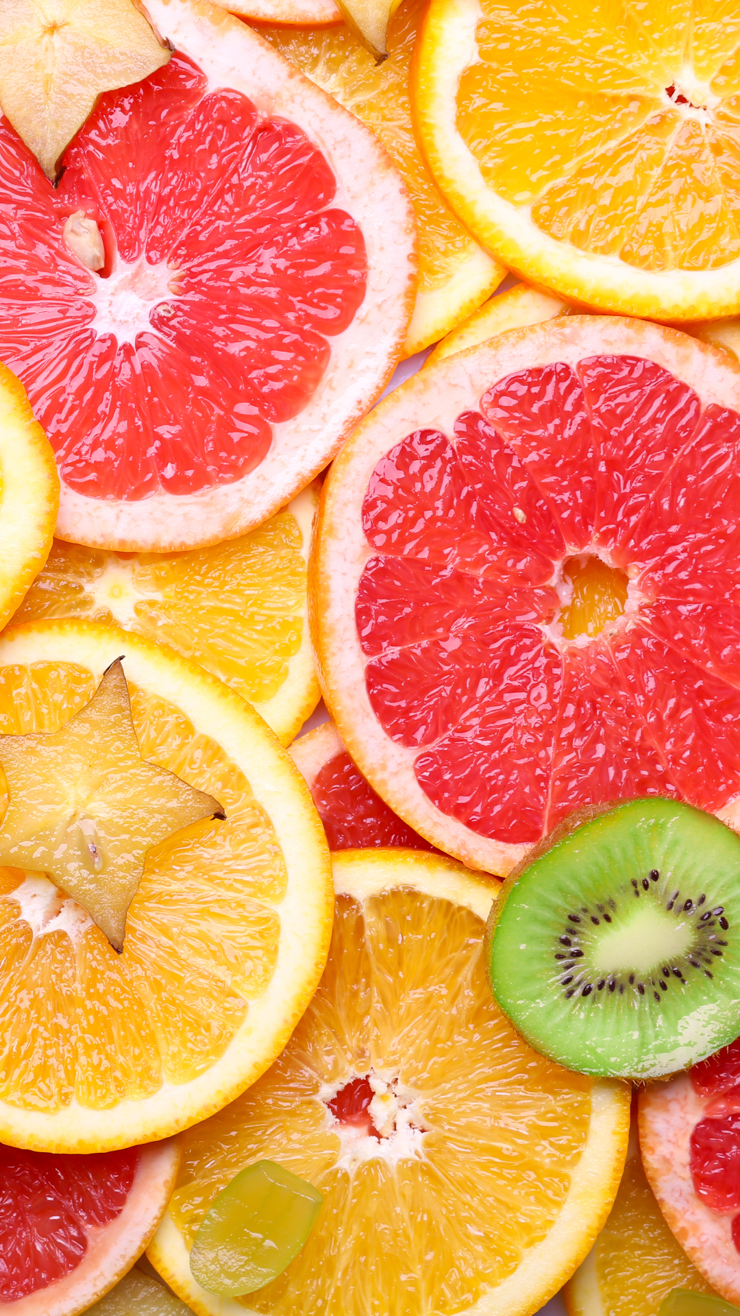Download mobile wallpaper Fruits, Food, Kiwi, Fruit, Orange (Fruit), Blood Orange, Star Fruit for free.