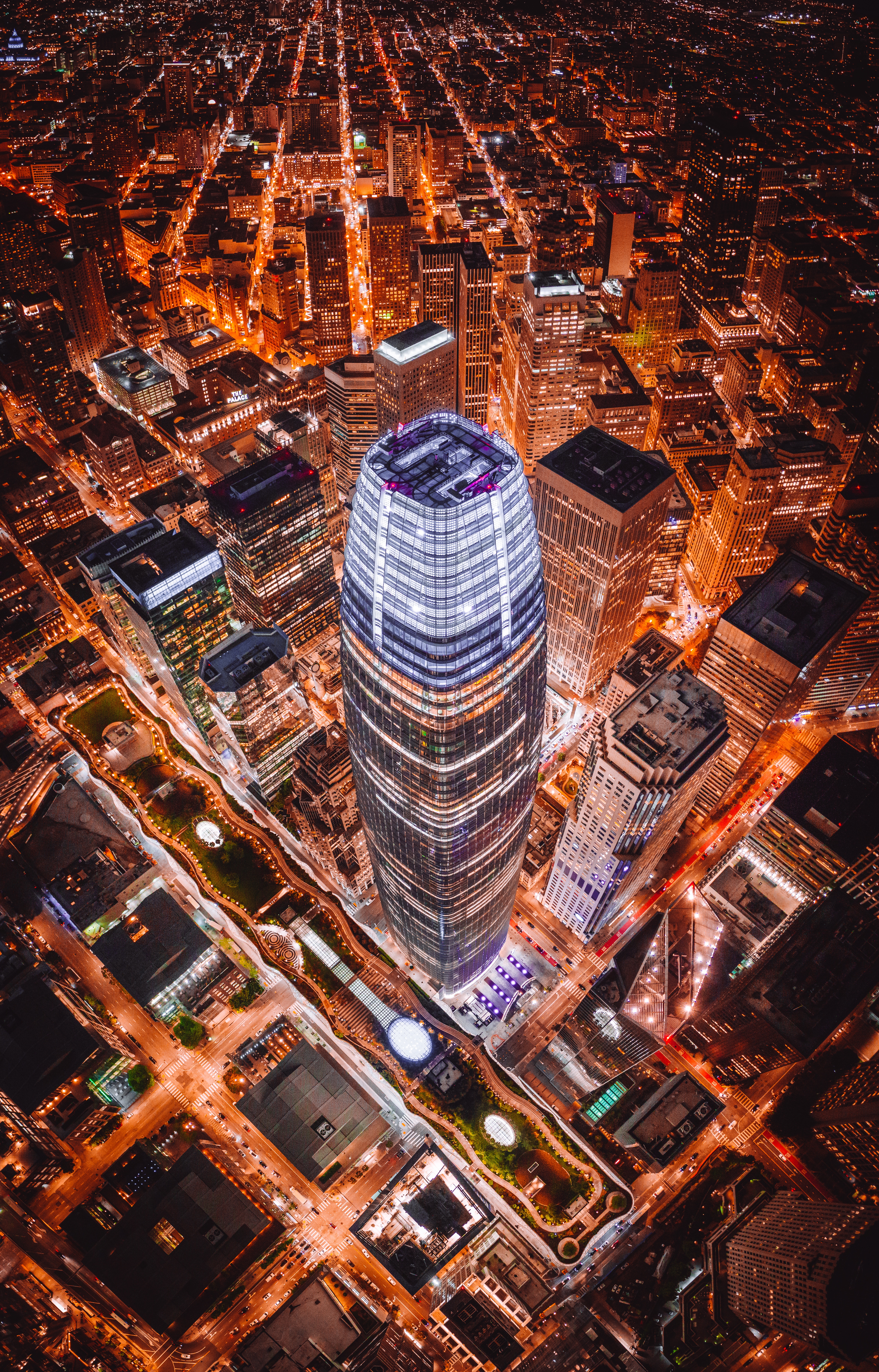 night city, roof, tower, cities, architecture, building, view from above, skyscrapers, roofs, towers phone background