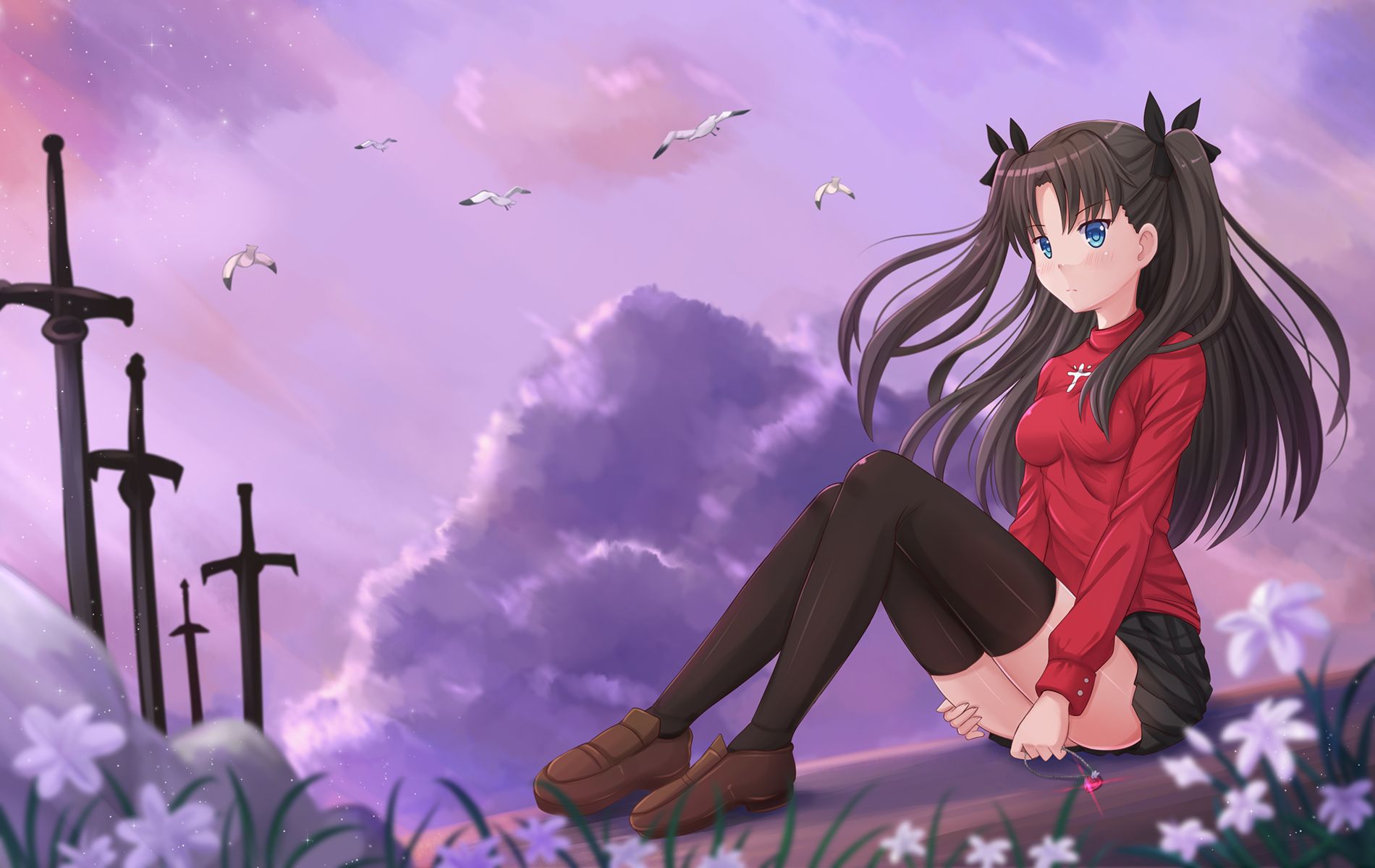 anime, fate/stay night: unlimited blade works, rin tohsaka, fate series HD wallpaper