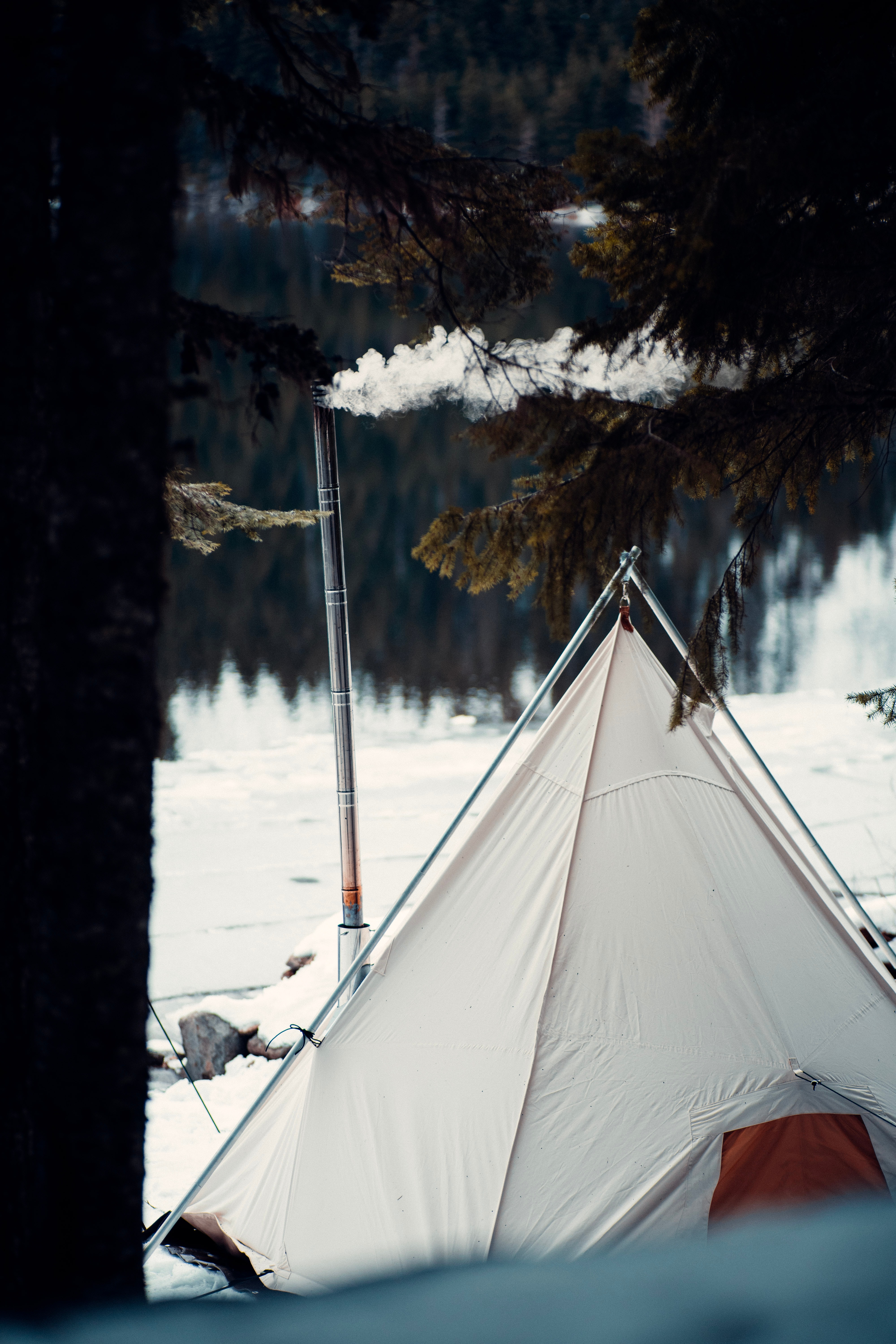 nature, campsite, smoke, tent, camping desktop HD wallpaper
