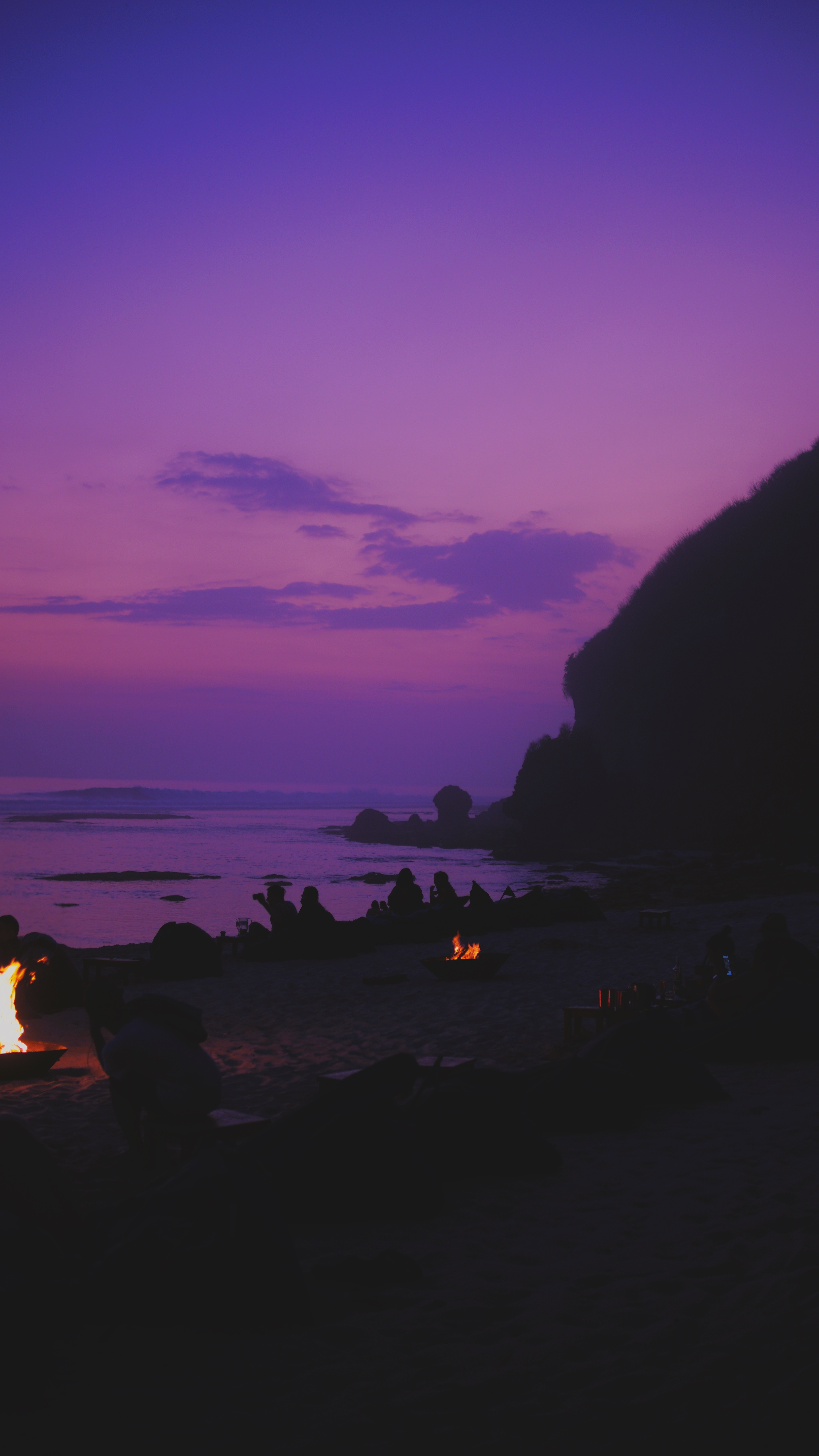 indonesia, dark, silhouettes, sunset, beach, shore, bank, relaxation, rest Full HD