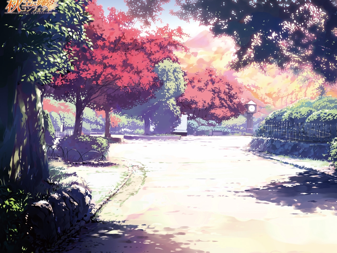 Handy-Wallpaper Landschaft, Bäume, Anime kostenlos herunterladen.