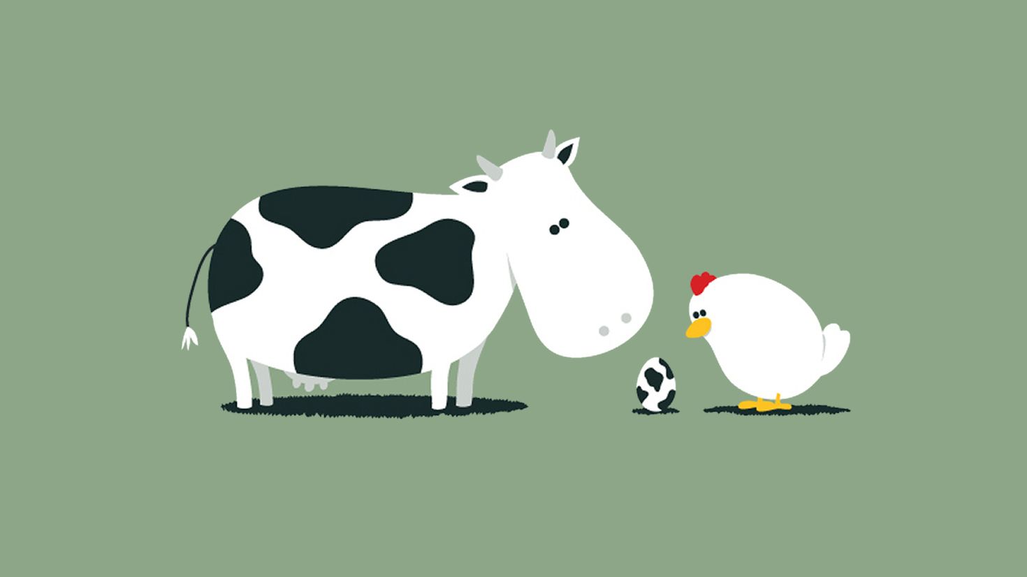 Корова и курица