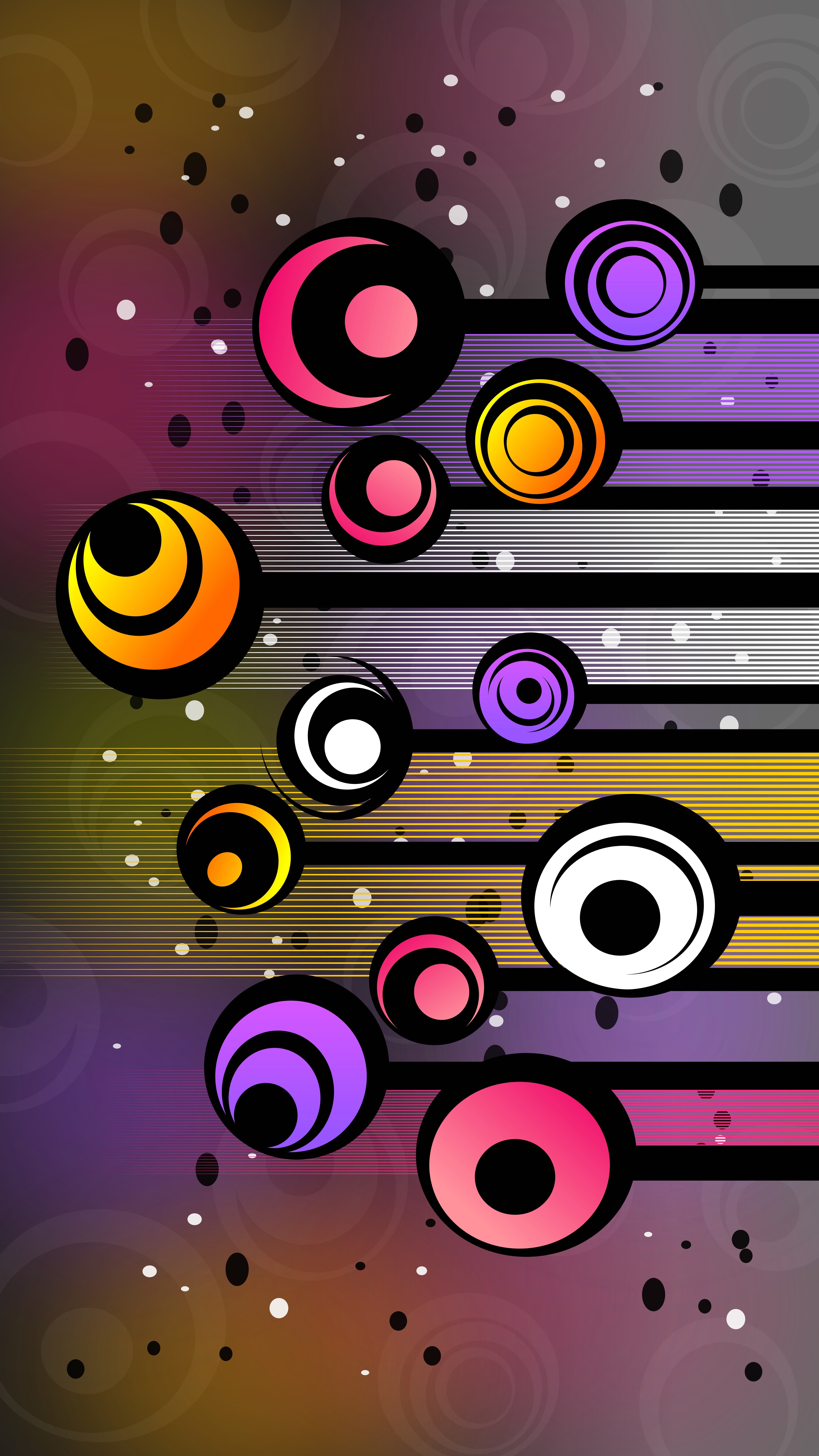 Download mobile wallpaper Motley, Circles, Patterns, Multicolored, Lines, Vector for free.