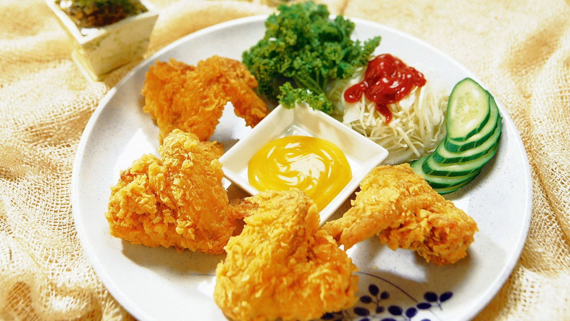 food, plate, wings, sauce, hen, batter
